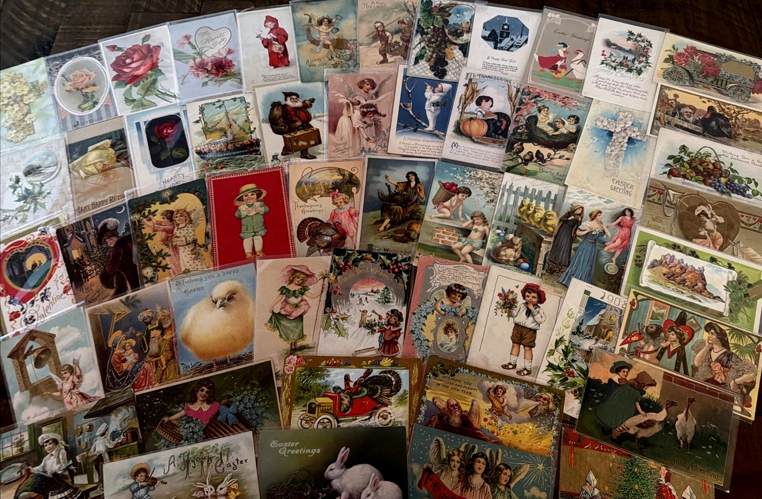 Lot of 60~Mixed~ Antique Vintage Holidays Greetings 1900's Postcards~Santa~s644
