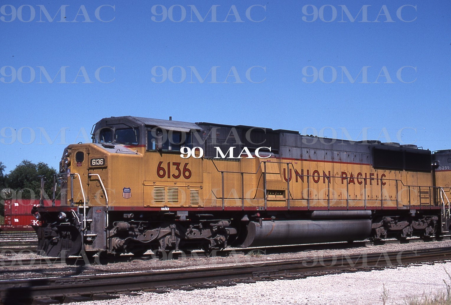 UNION PACIFIC-UPRR. EMD SD60M #6136. KC (KS). Original Slide 1999.