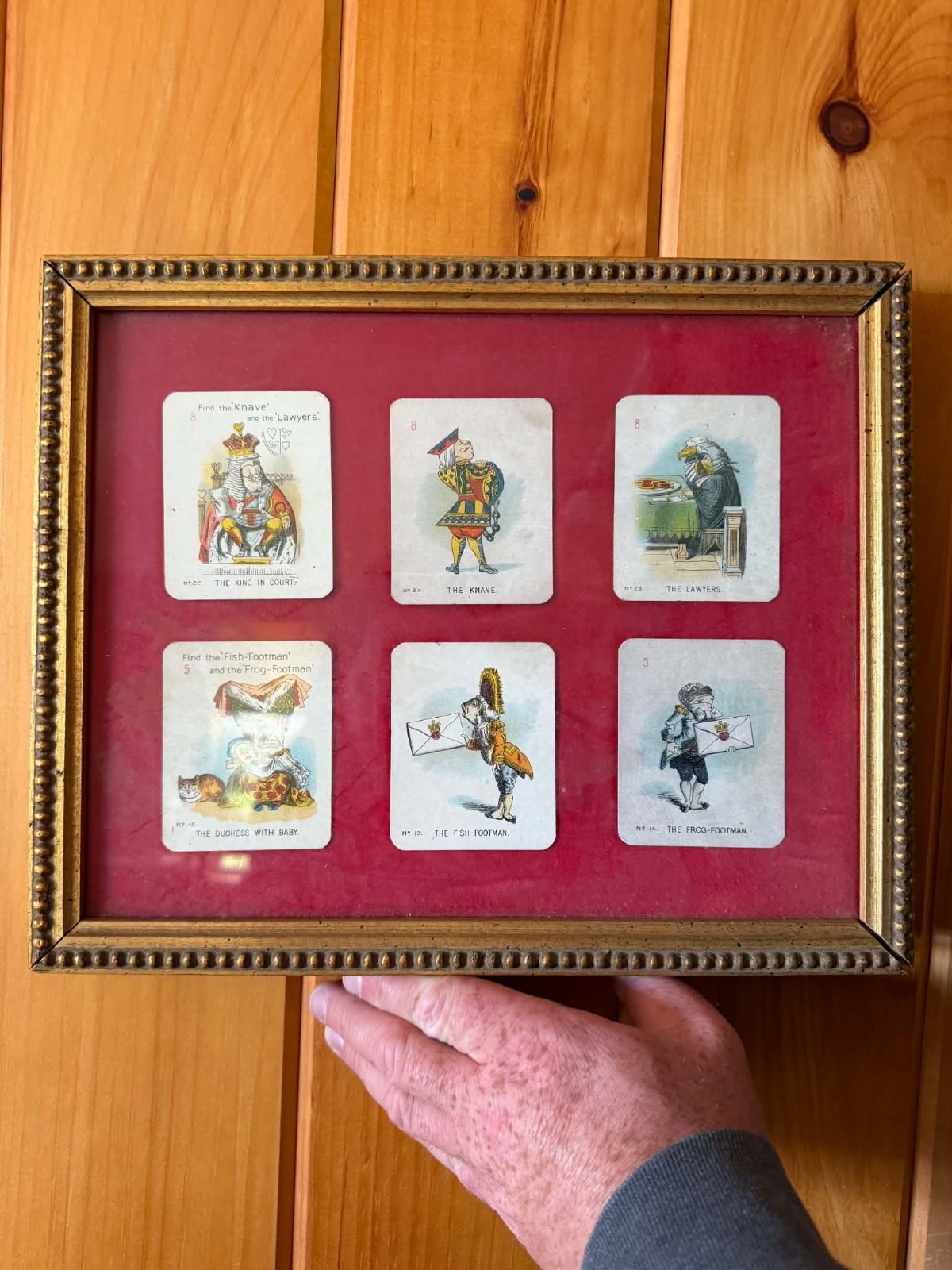 1898 Alice in Wonderland Historic Parlor Game Cards 6 Framed Thomas De La Rue