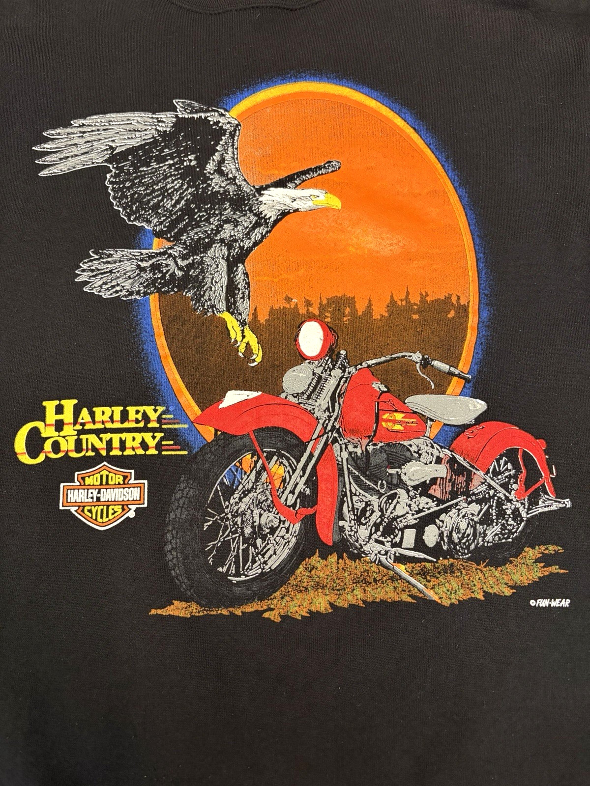 Vtg 90\'s Men\'s Harley Davidson Crewneck Amazing Graphics Giant Sunset Eagle Sz L