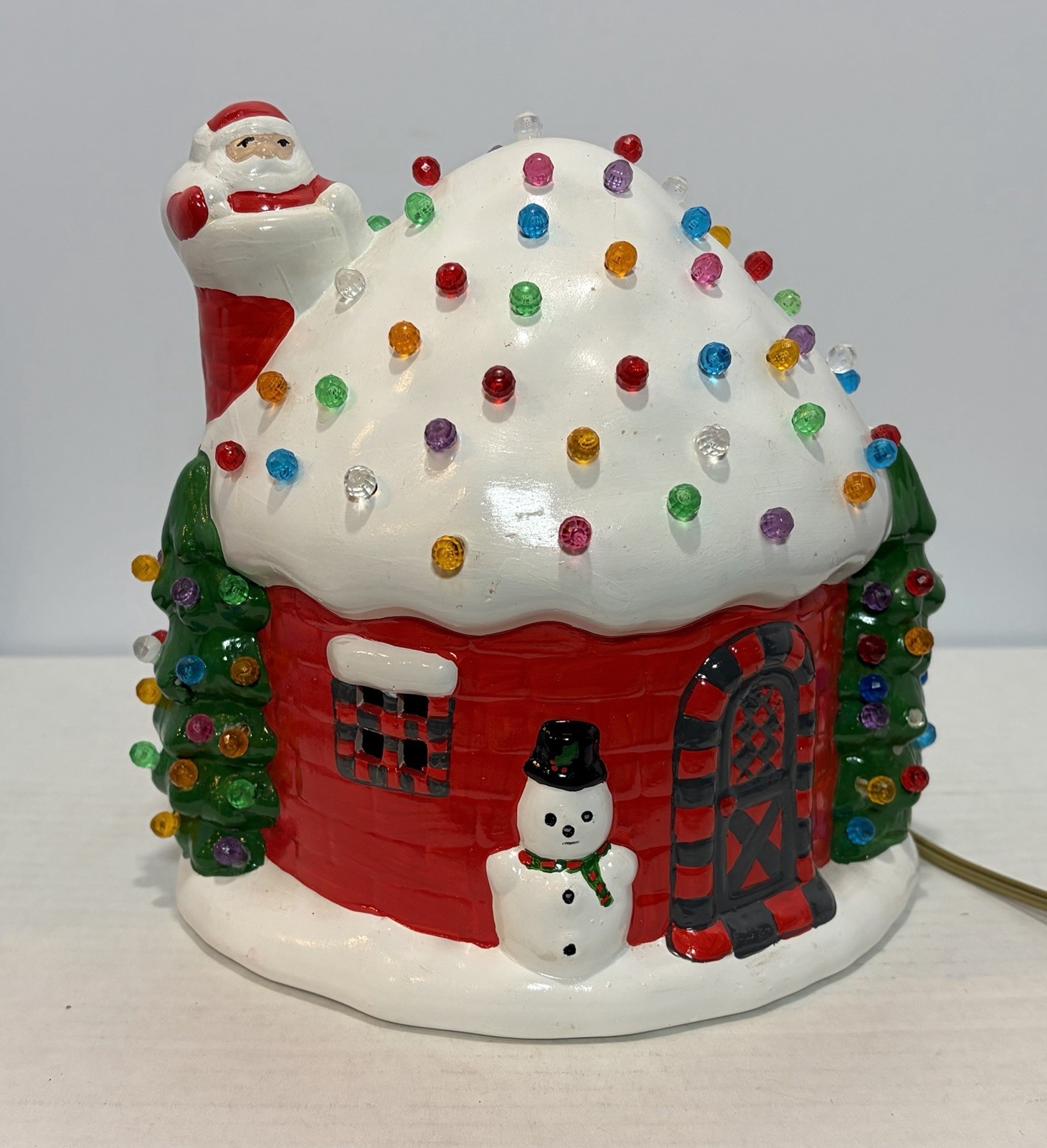 Vtg 1976 ROW Ceramic Christmas Santa House Igloo Lighted Music Box WORKS 7.5\ Vtg 1976 ROW Ceramic Christmas Santa House Igloo Lighted Music Box WORKS 7.5\