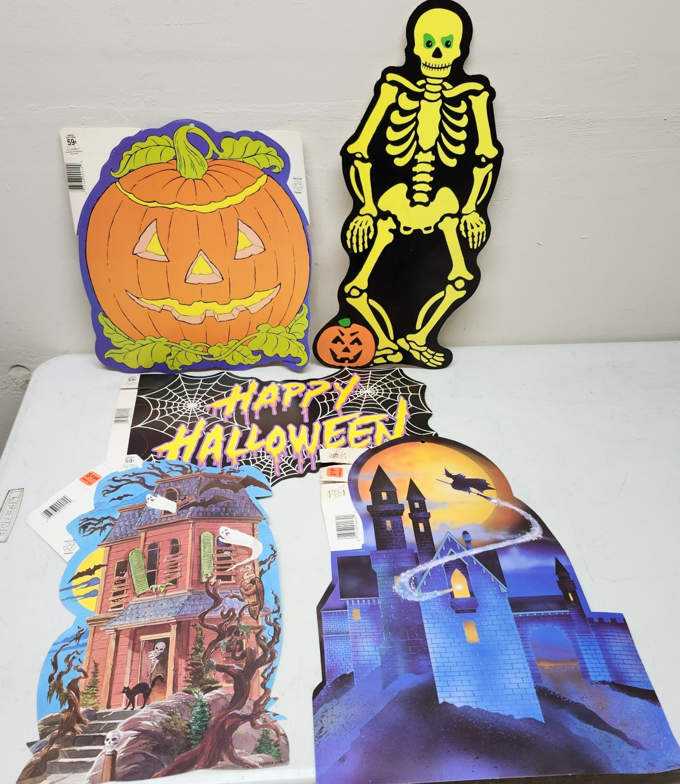 Vintage Eureka Halloween Cat Skeleton Pumpkin Die Cutouts Wall Decor Lot 