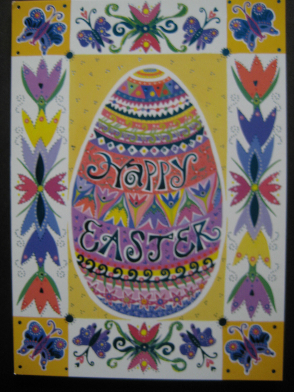 UNUSED 1990s vintage greeting card Sunrise EASTER Large Easter Egg, Butterflies