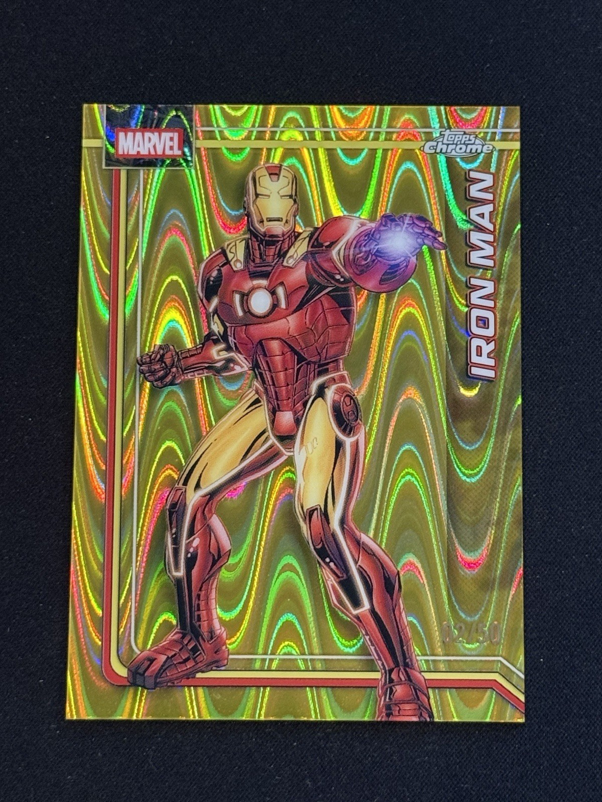 2026 Topps Chrome Marvel - Iron Man Gold Raywave Refractor /50 #057