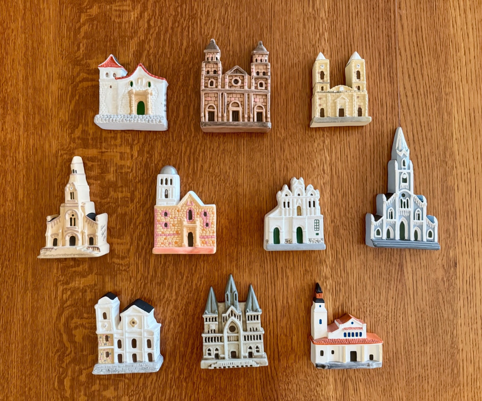 Assorted Lot of 10 Colombian Churches Folk Art Lot Ceramic Grab Bag - 