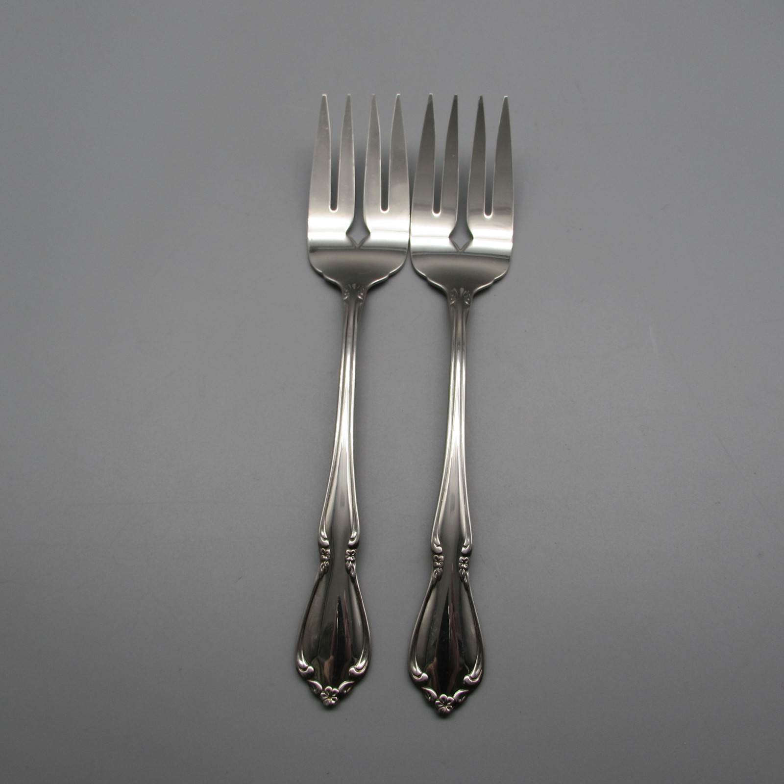 SET OF TWO - Oneida Stainless Flatware CHATEAU  Large Serving Forks * USA