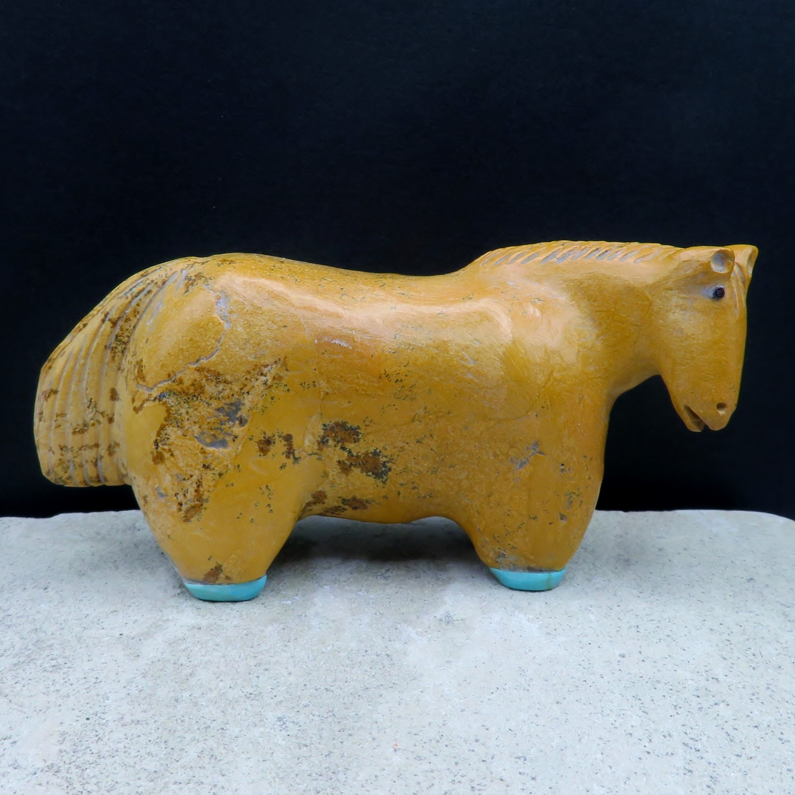 Zuni Fetish-Native American Animal Carving-Large Travertine HORSE-Hayes Leekya