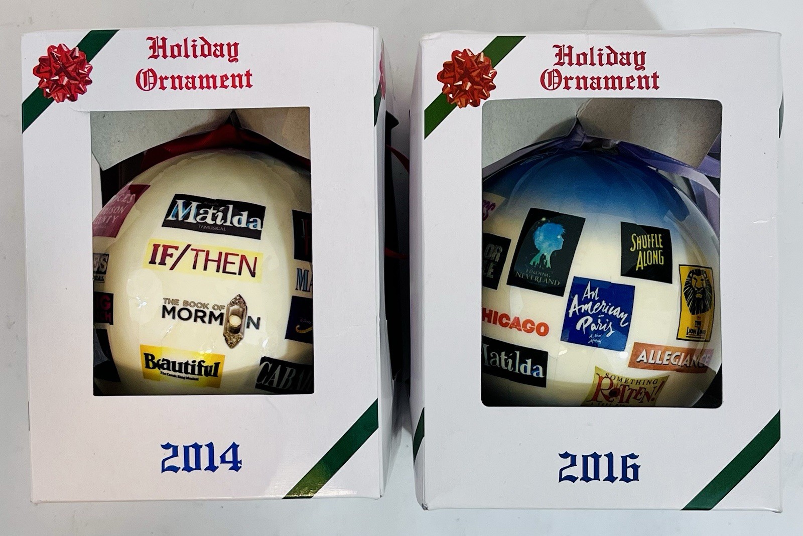 Broadway Cares Collection 2014 & 2016 Annual CHRISTMAS ORNAMENTS 40+ Logos NEW
