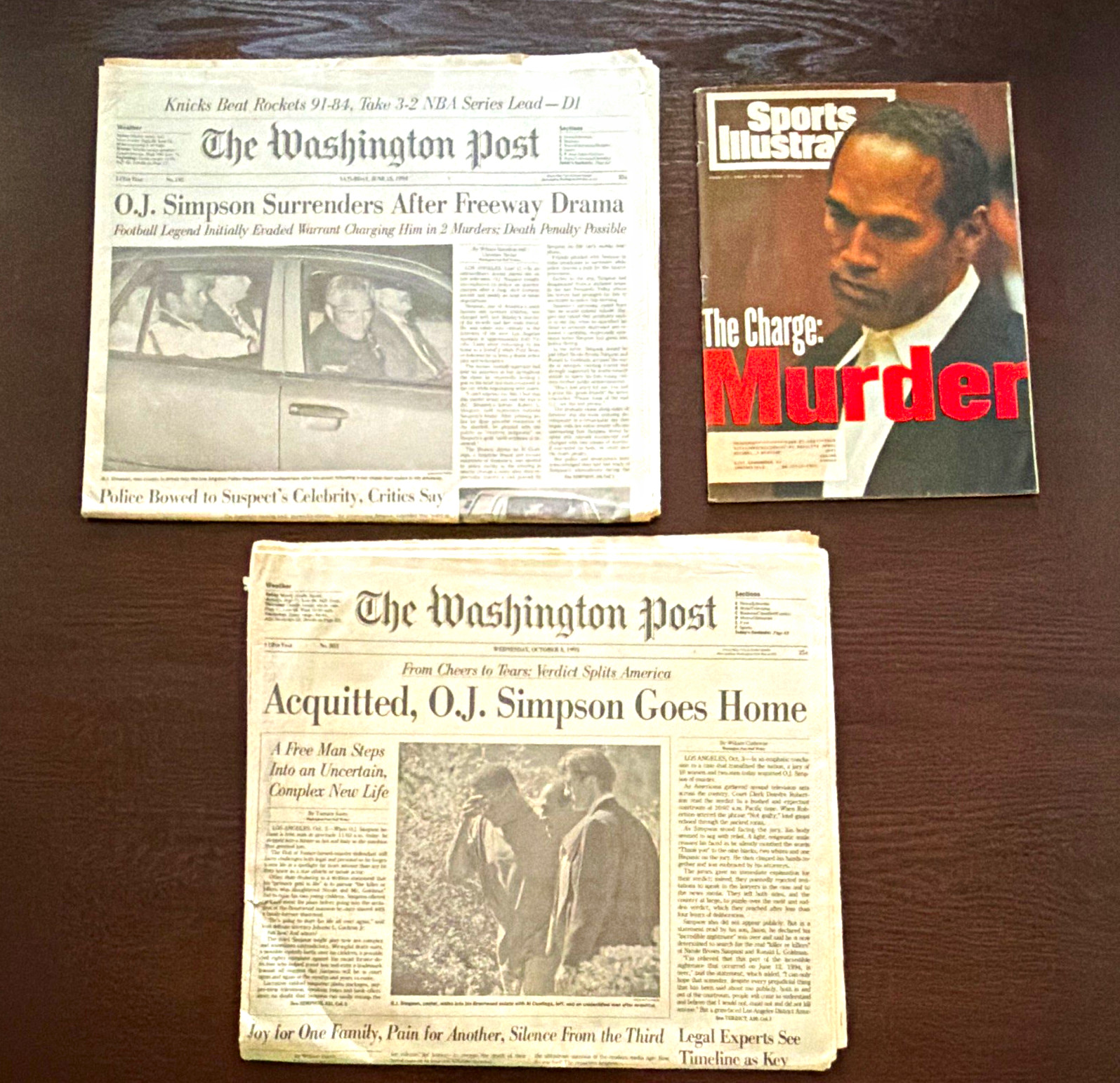 OJ Simpson 1994 Arrest 1995 Acquittal Washington Post Newspapers SI Magazine OJ Simpson 1994 Arrest 1995 Acquittal Washington Post Newspapers SI Magazine