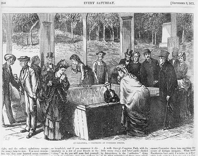Saratoga Springs NY Congress Springs Tourists Drinking Mineral Water 1871