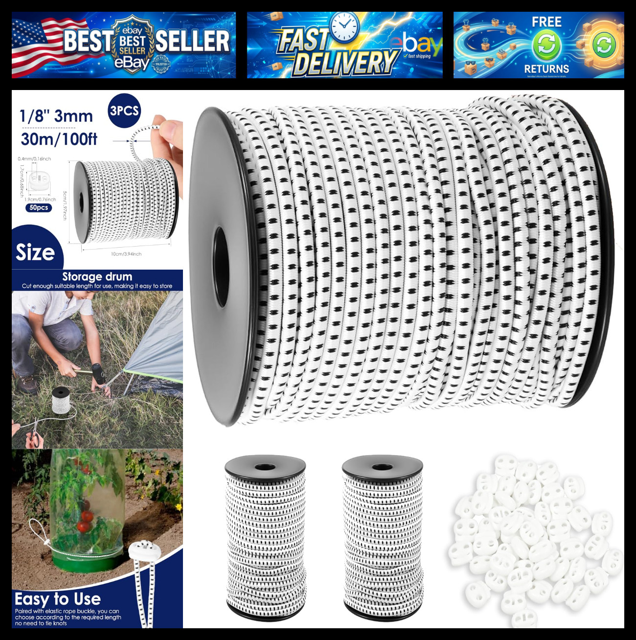 Elastic Bungee Cord 1/8