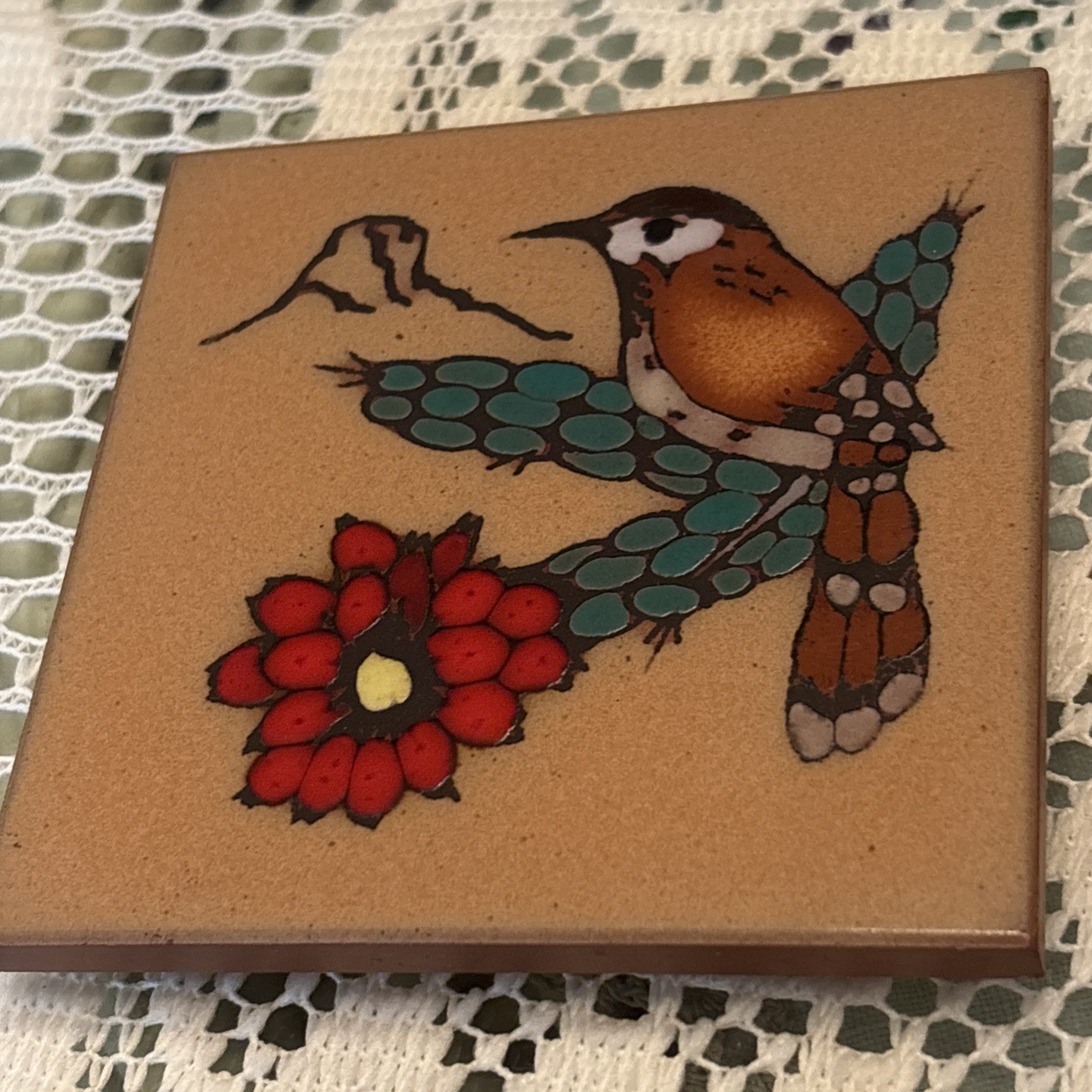 VTG MASTERWORKS Handcrafted Art Tile Ceramic Southwestern Cactus Trivet Coaster VTG MASTERWORKS Handcrafted Art Tile Ceramic Southwestern Cactus Trivet Coaster