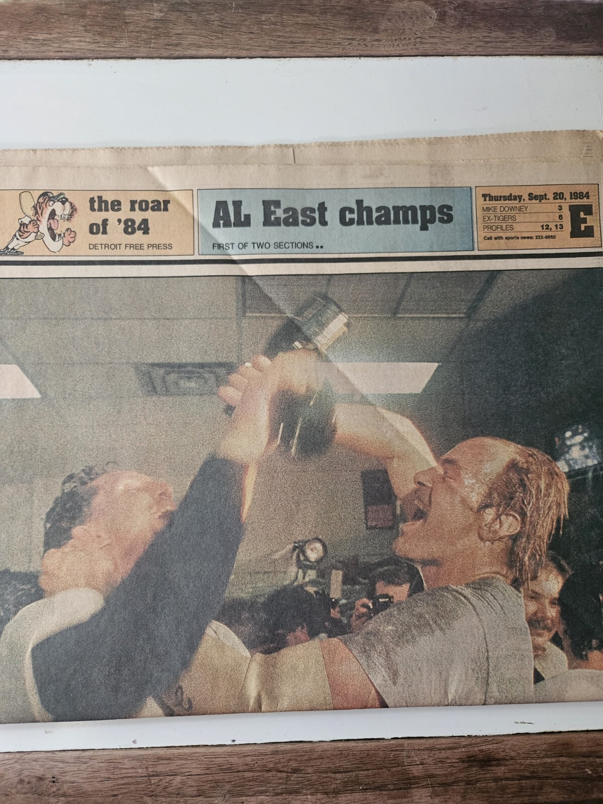 Detroit Free Press Newspaper Sept 1984 Section E-F Tigers AL East Champs