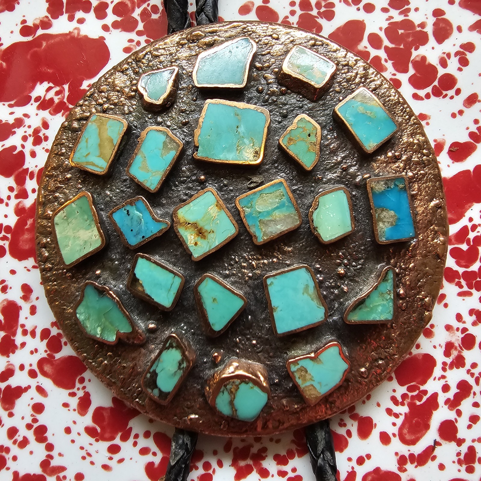 Vintage Turquoise & Copper bolo by Navajo BELL TRADING CO 1950s. MINT UNUSED Vintage Turquoise & Copper bolo by Navajo BELL TRADING CO 1950s. MINT UNUSED