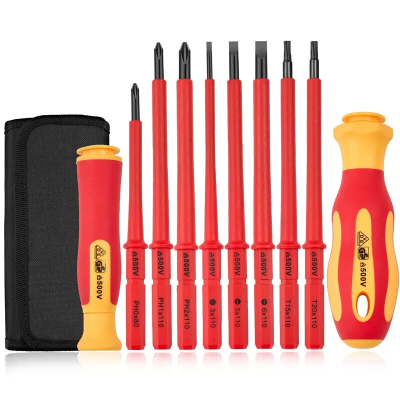Magnetic Screwdriver Bit Set Insulated Handle Torx Phillips Slotted Electrician