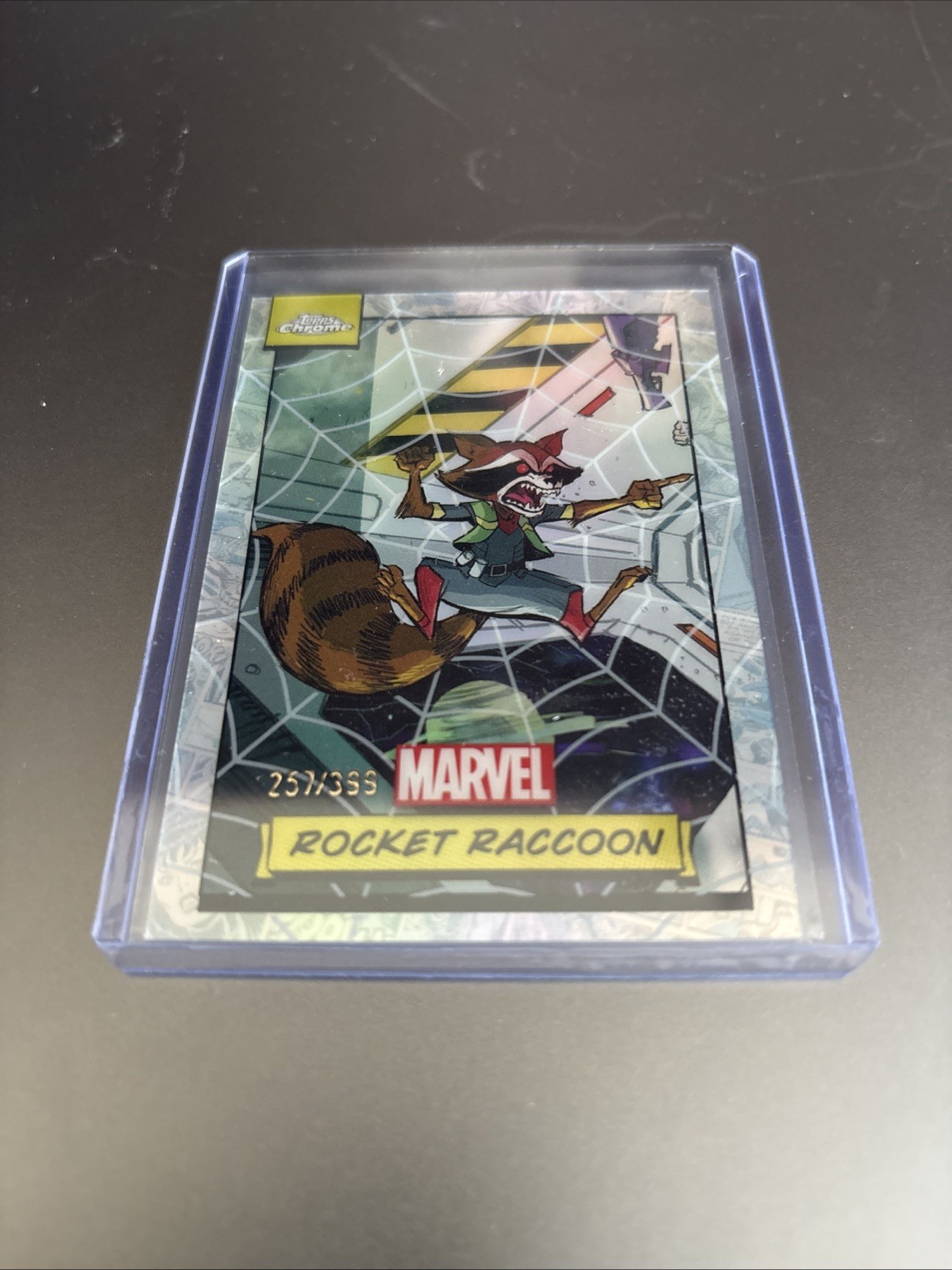 2024 Topps Chrome Marvel Rocket Raccoon /399 Web Refractor