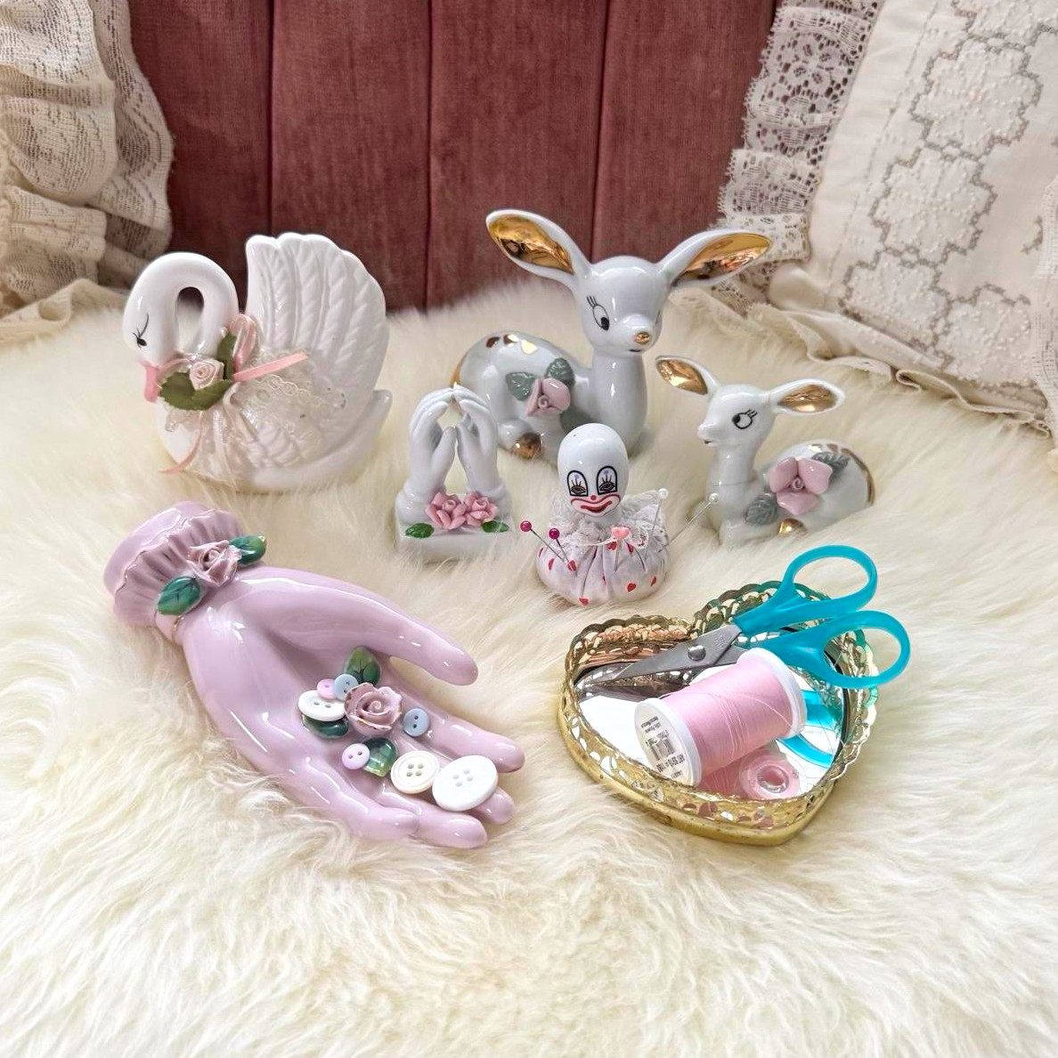 Vintage Coquette Porcelain Decor Knick Knack Bulk Lot 7 Piece Bulk Lot 70s 80s Vintage Coquette Porcelain Decor Knick Knack Bulk Lot 7 Piece Bulk Lot 70s 80s