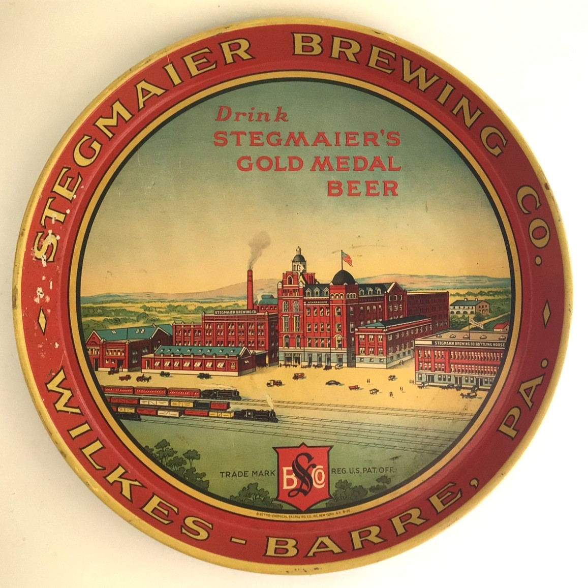 1936 Stegmaier Brewing Co Gold Medal Beer Tray Wilkes-Barre PA 12” Vintage 8-36 1936 Stegmaier Brewing Co Gold Medal Beer Tray Wilkes-Barre PA 12” Vintage 8-36