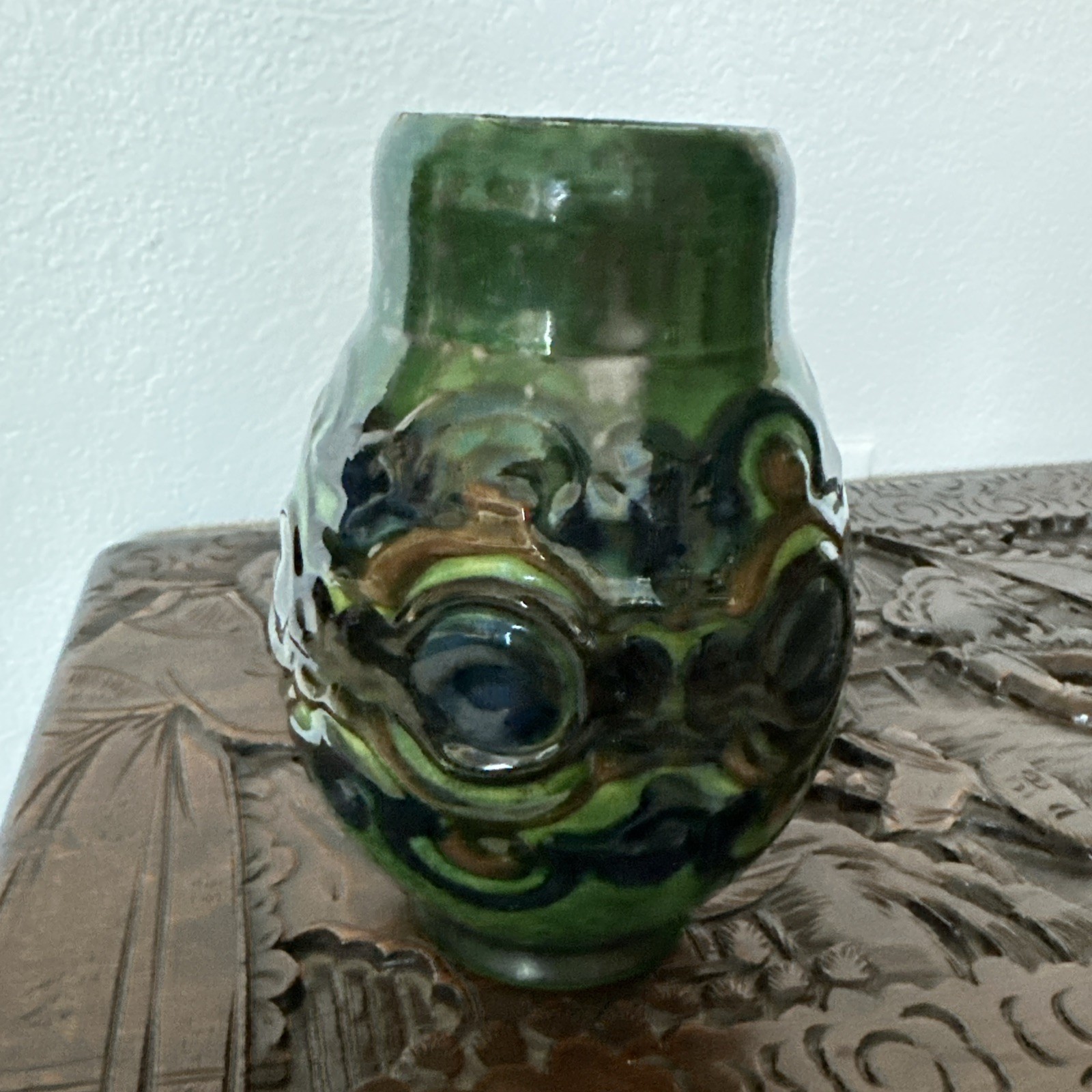 Antique Glazed Stoneware Vase Holland Signed Antique Glazed Stoneware Vase Holland Signed