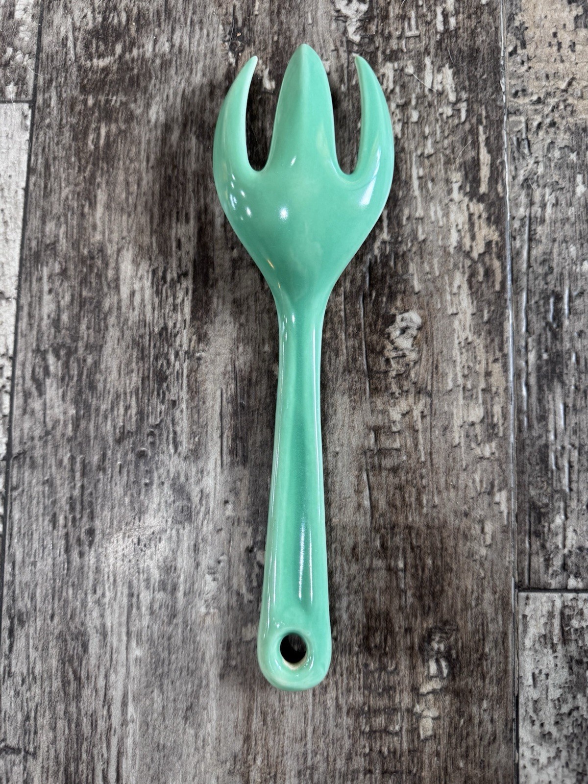 Vintage Fiesta Serving Fork Green Ceramic Kitchen Kraft Homer Laughlin 10” USA