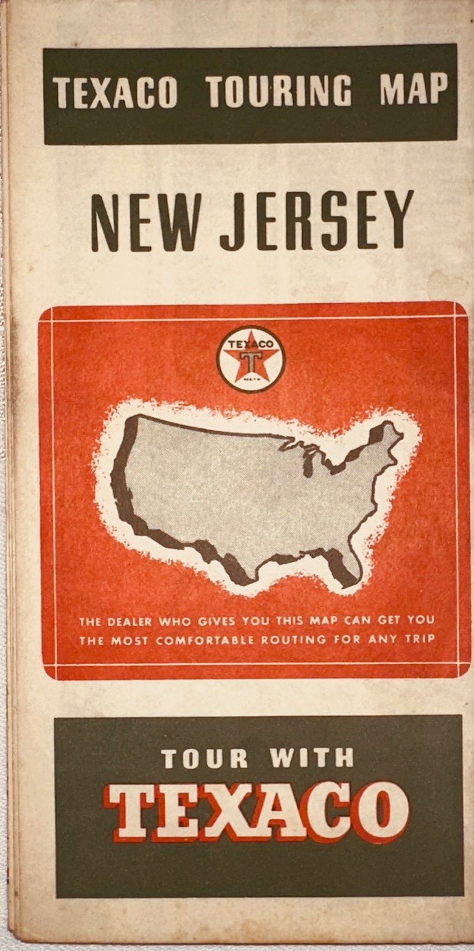 1938 Texaco Road Map of New Jersey with NE sectional