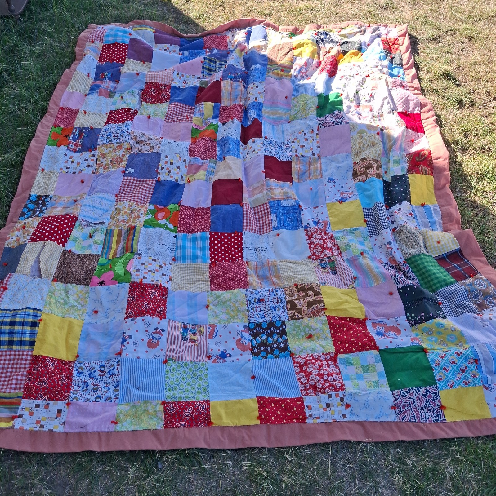 Vintage Patchwork Quilt 86x72” Handmade Granny Cottage Vintage Patchwork Quilt 86x72” Handmade Granny Cottage