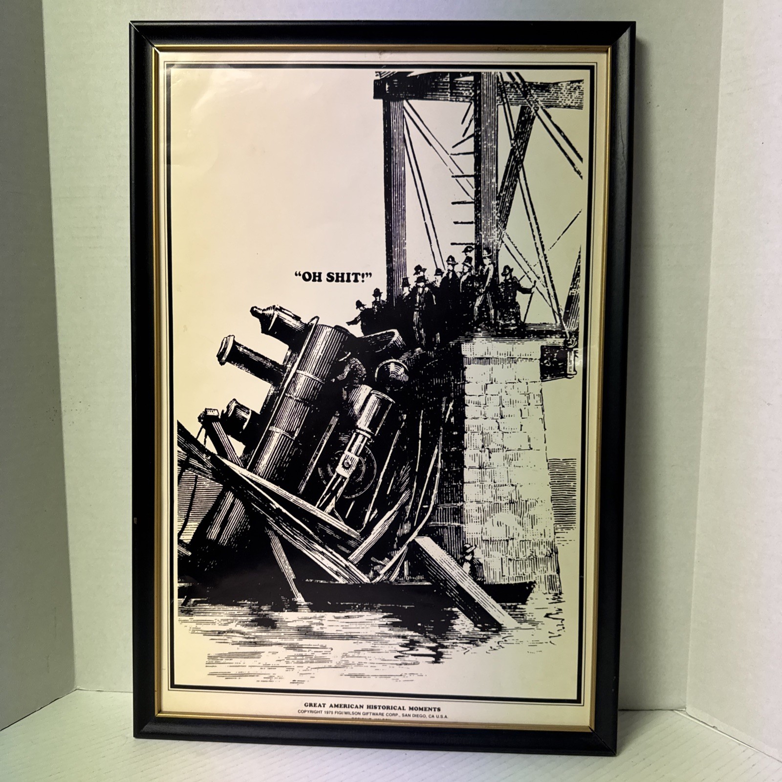 1975 Framed Great American Historical Moments “An Accident “ Oh Sh? “Med. Poster