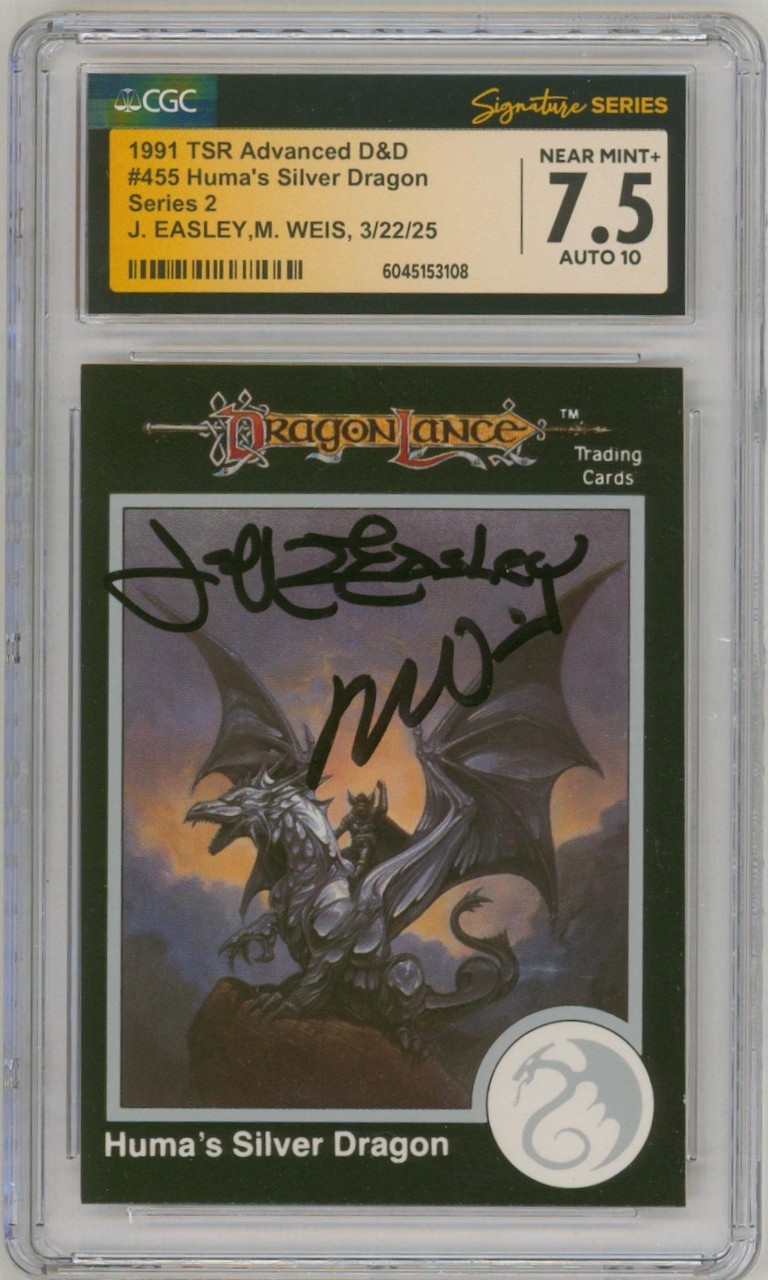 CGC SS 7.5 AD&D TSR 1991 Art Card SIGNED Margaret Weis Jeff Easley Dragonlance