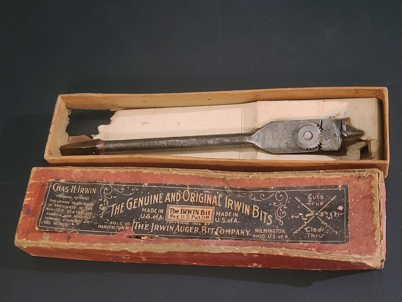 Irwin Auger Co Micro-Dial Expansive Hand Brace Bit #22 Adjustable Spade w/Box