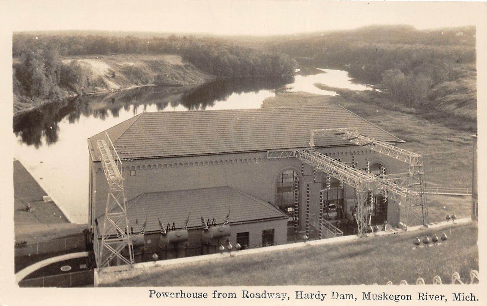 H35/ Muskegon River Michigan RPPC Postcard c1930s Hardy Dam Powerhouse 86 H35/ Muskegon River Michigan RPPC Postcard c1930s Hardy Dam Powerhouse 86