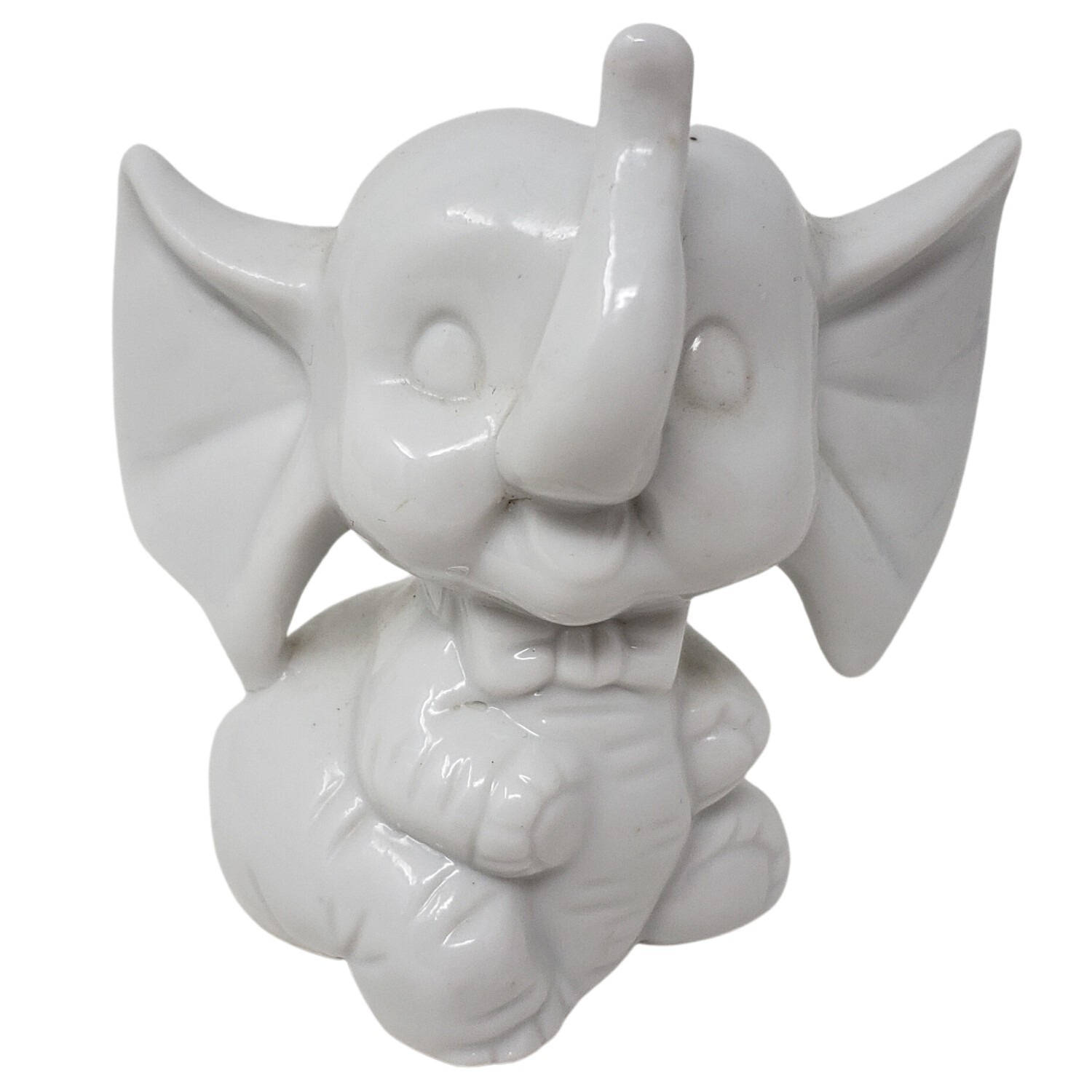 Vtg Edsin ? Porcelain White Baby Elephant Bowtie Big Flying Ears Japan 3in