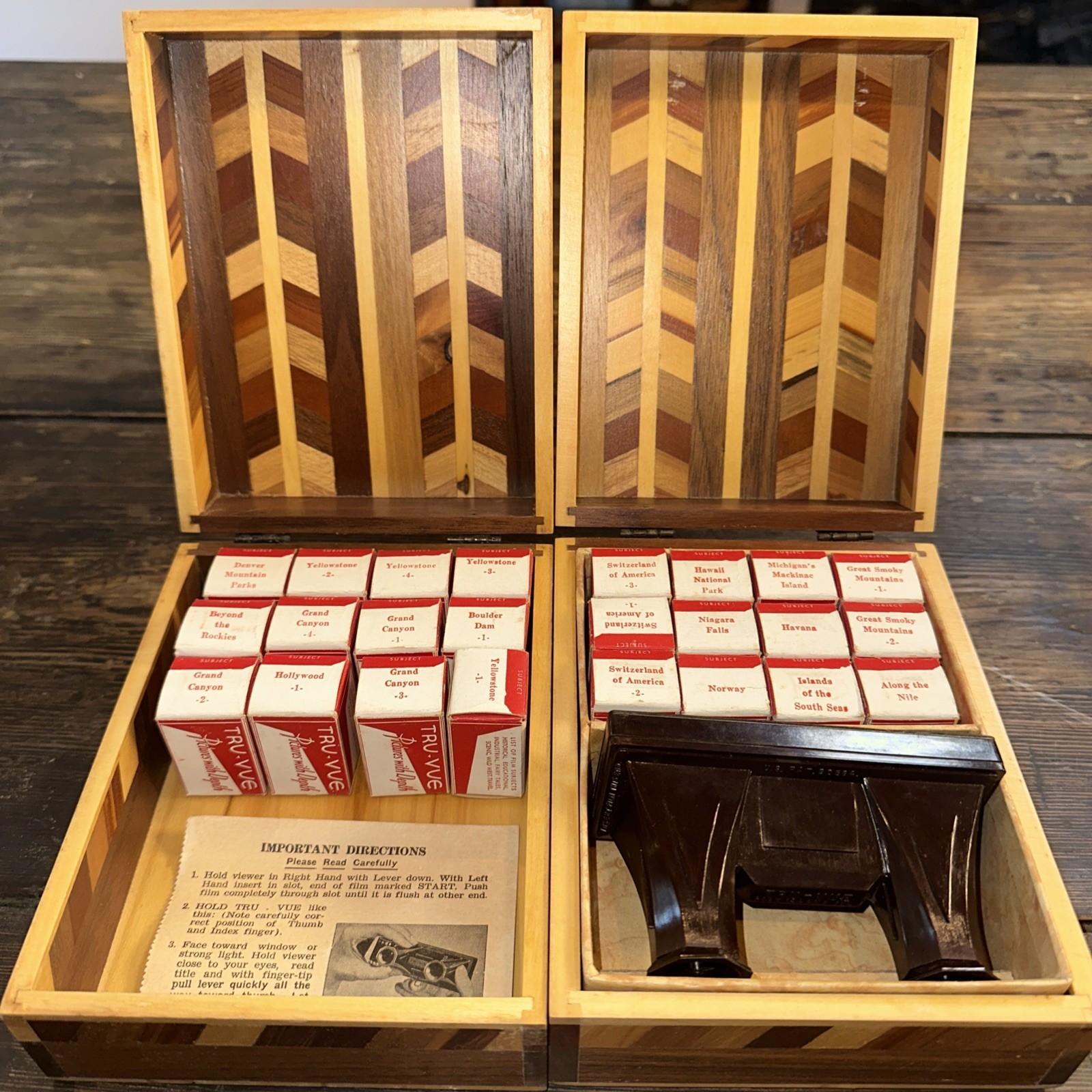 Two Tru-Vue Boxes With Viewer And Film Strips-Total 24 W/ Boxes 1950s