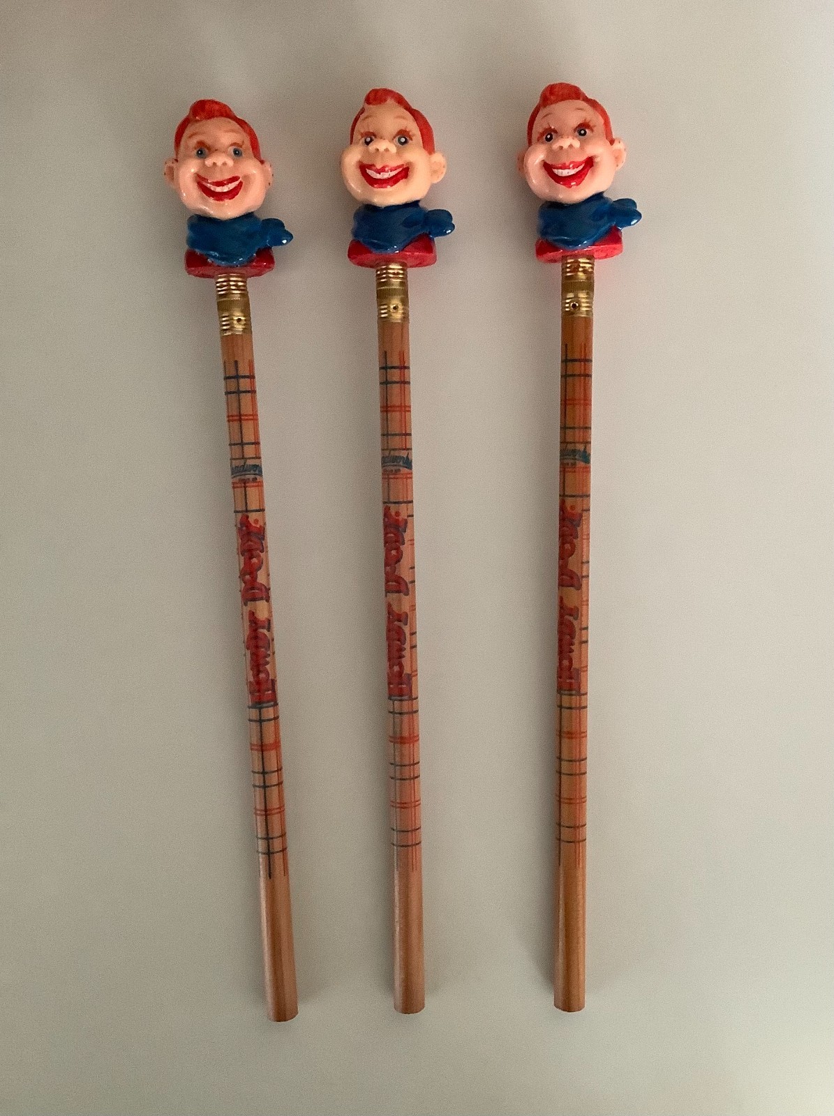 Vintage Howdy Doody 3 Pencil Head Topper & Pencils 1988