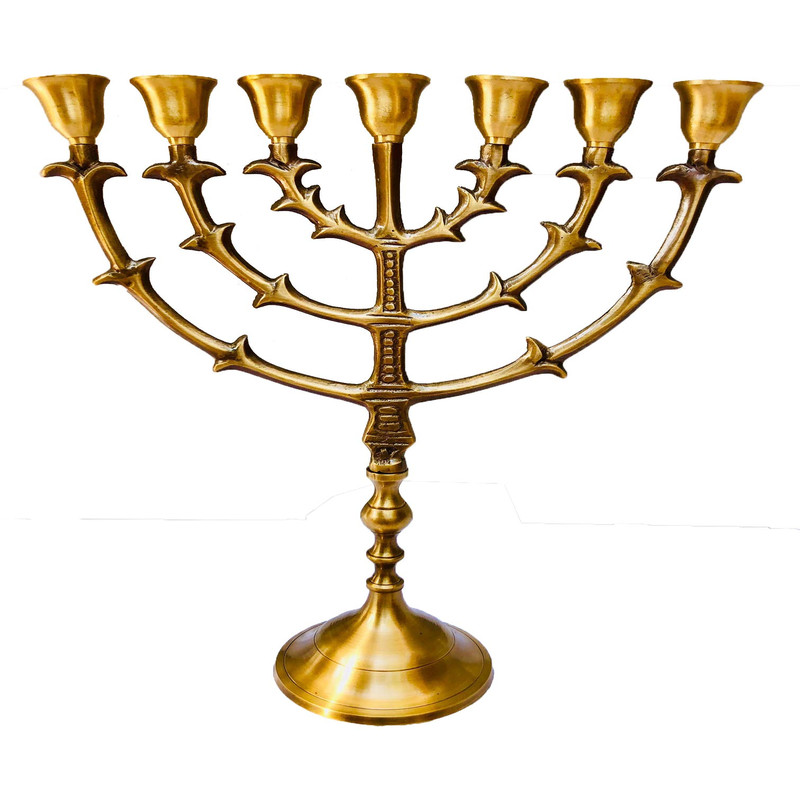 Salomons Menorah 12 No.7168 Made Of Brass Copper Antique And Original Design. Salomons Menorah 12 No.7168 Made Of Brass Copper Antique And Original Design.