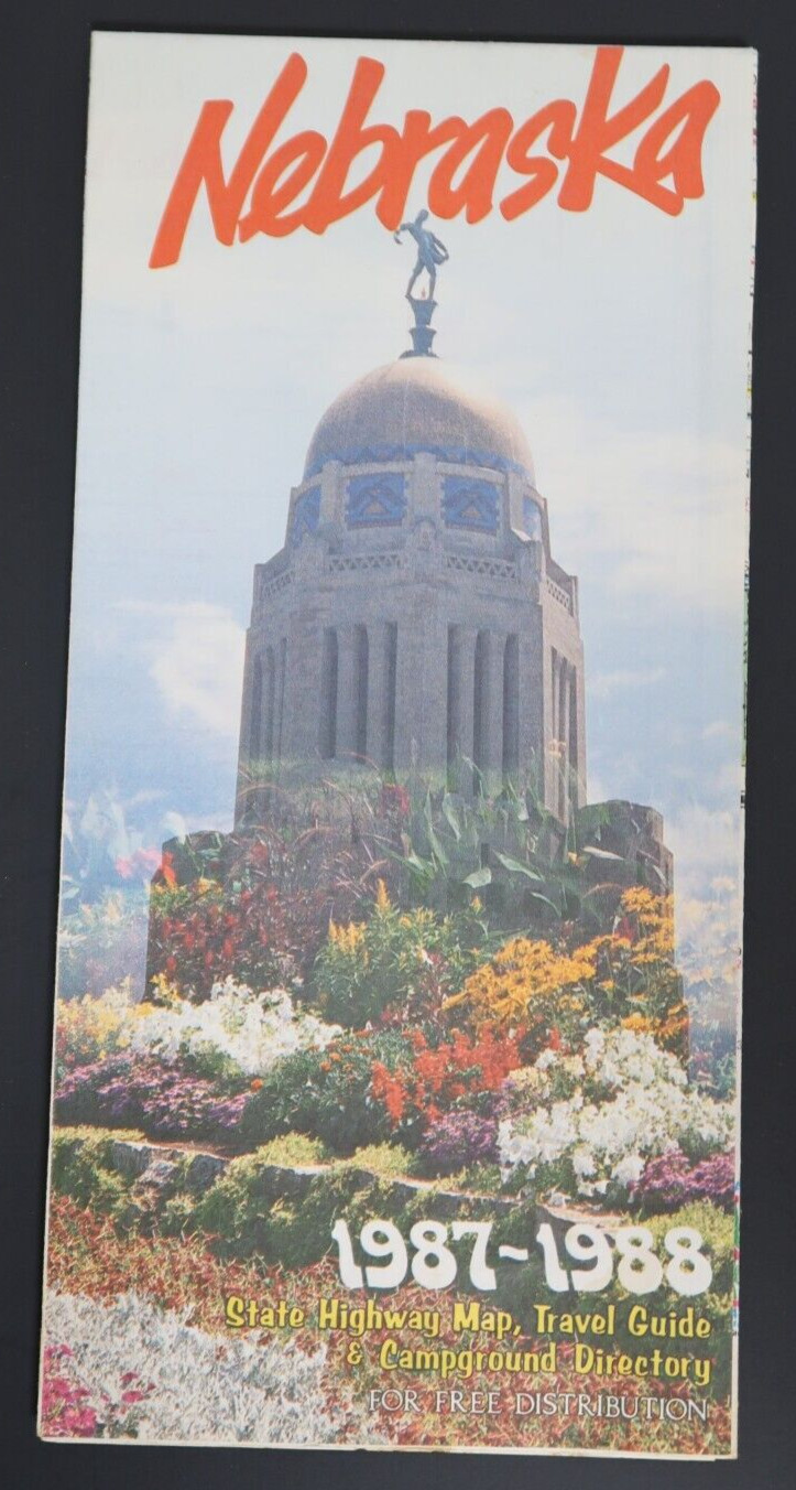 Nebraska 1987-1988 State Highway Map Travel Guide Vintage Travel Map Fold Out