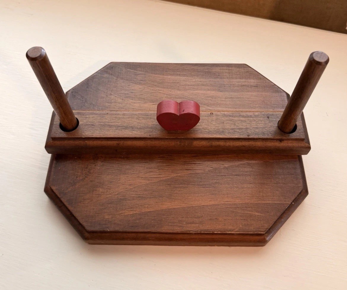 Vtg Handcrafted Wood Octagonal Napkin Holder Stand Cottagecore Heart 2 Rods Vtg Handcrafted Wood Octagonal Napkin Holder Stand Cottagecore Heart 2 Rods