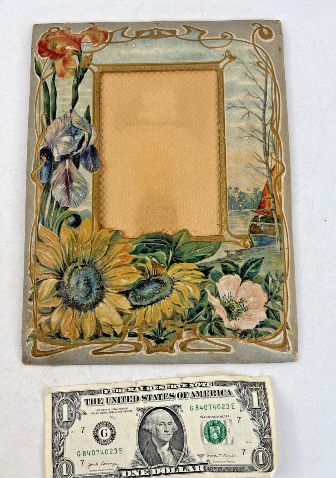 Antique Victorian Embossed Pressed Cardboard Paper Picture Photo Frame Flowers Antique Victorian Embossed Pressed Cardboard Paper Picture Photo Frame Flowers