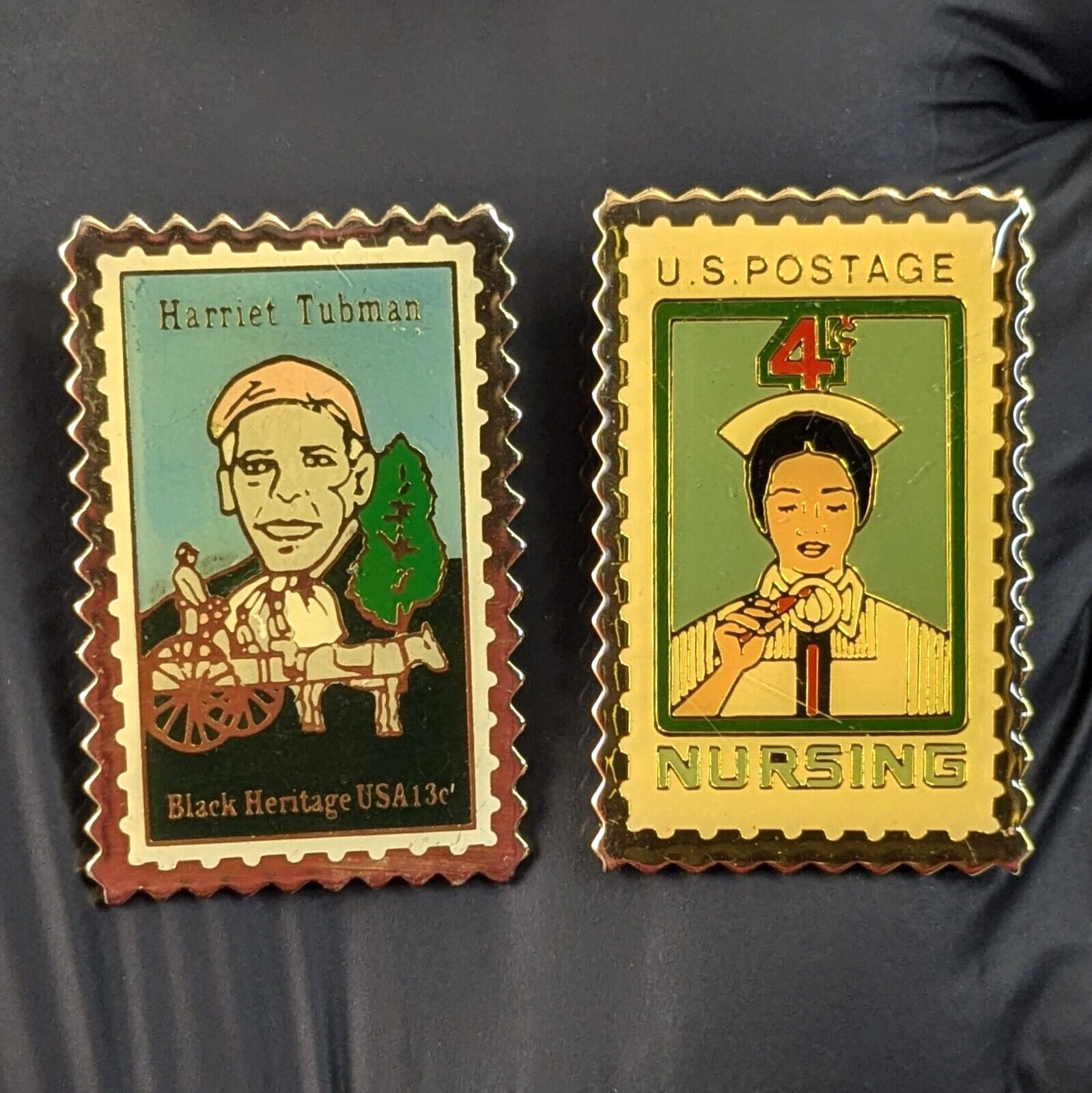 1978 U.S. Postal Service Stamp Pins Harriet Tubman & Nursing Black Heritage 1978 U.S. Postal Service Stamp Pins Harriet Tubman & Nursing Black Heritage