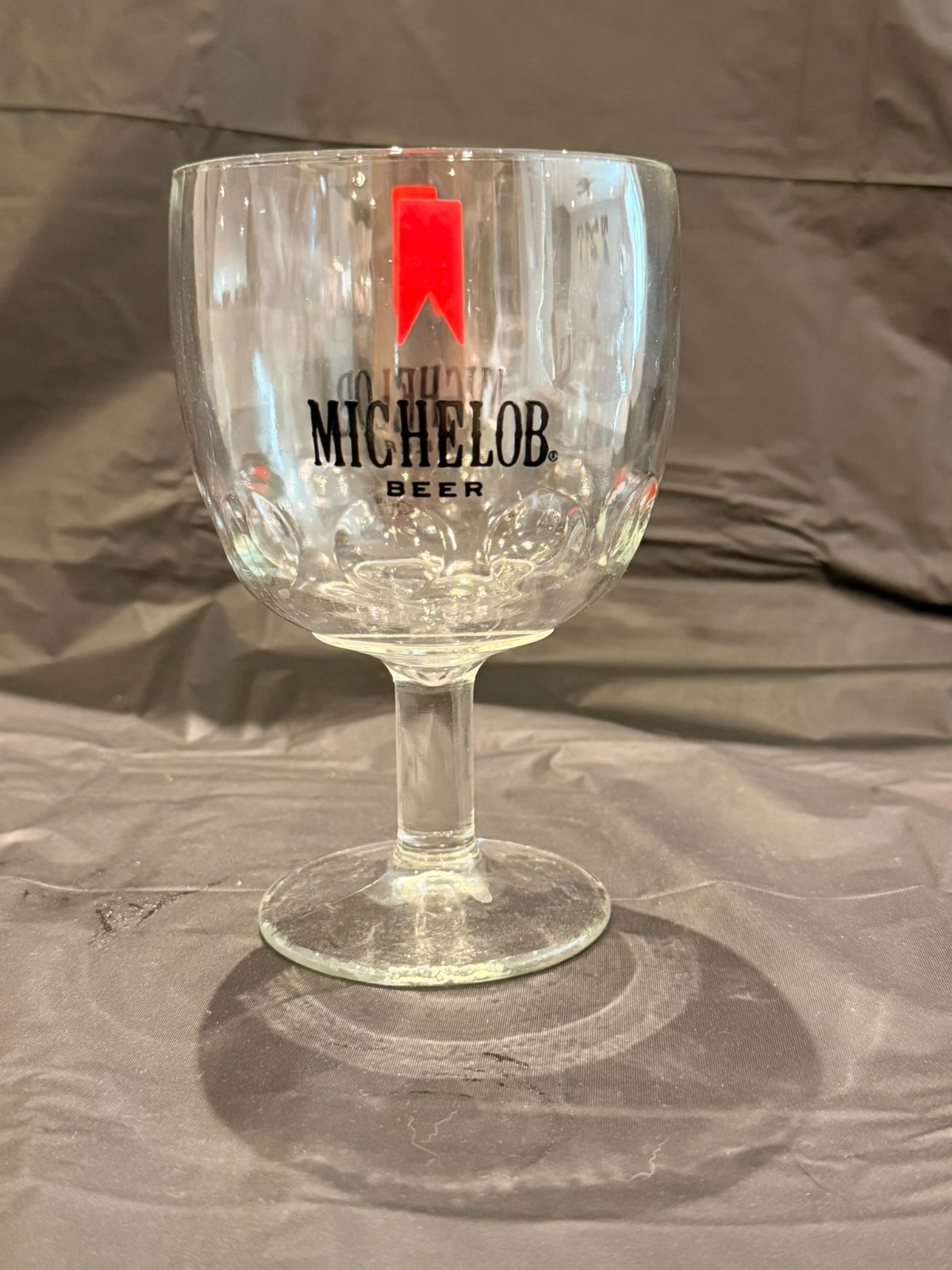 Vintage 1970’s Michelob Beer Goblet Stem Clear Glass Red Logo Thumbprint Vintage 1970’s Michelob Beer Goblet Stem Clear Glass Red Logo Thumbprint
