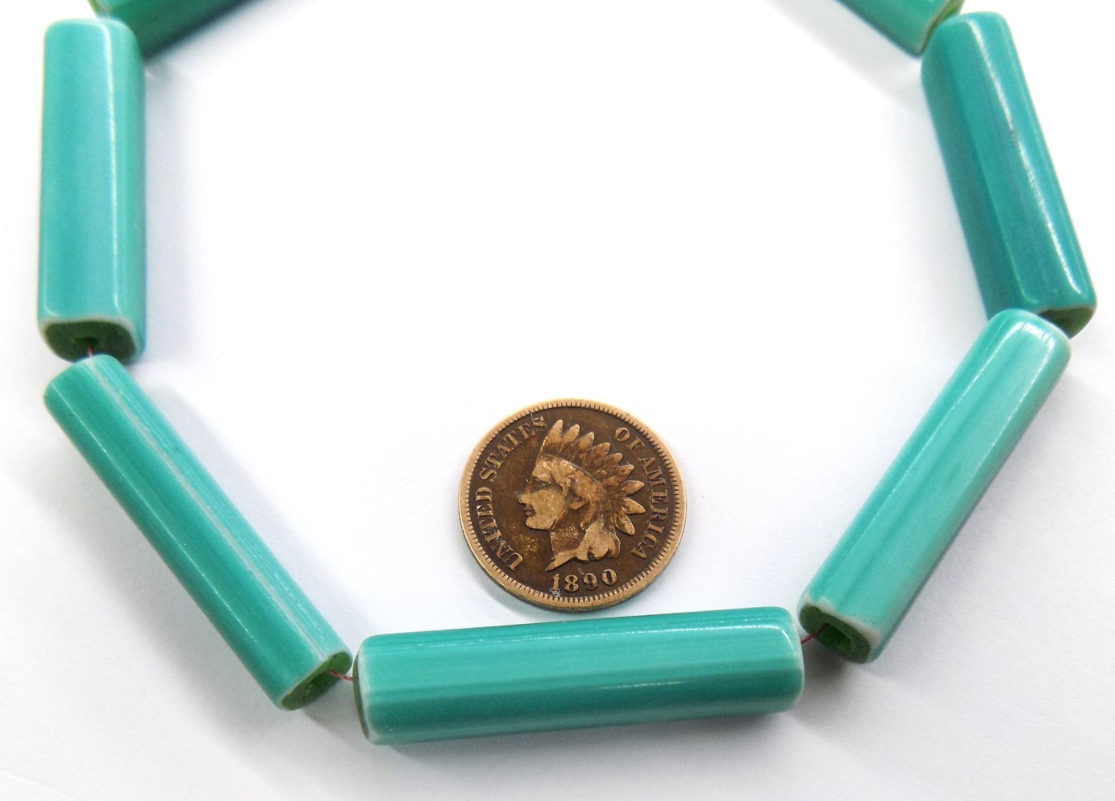 6 Beads Ultra Rare First Contact Green Core Nueva Cadiz African Trade T283