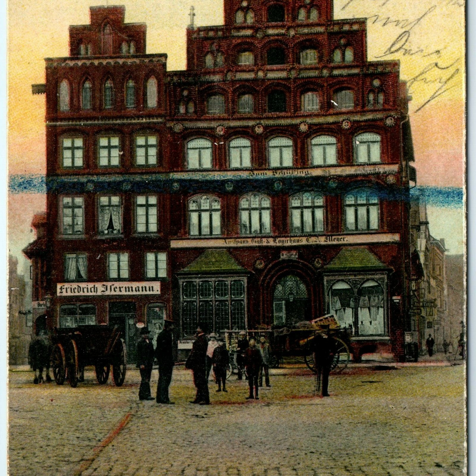 c1900s Luneburg Germany Postcard Am Sande Alte Hauser Old Brick Houses Wagon c1900s Luneburg Germany Postcard Am Sande Alte Hauser Old Brick Houses Wagon