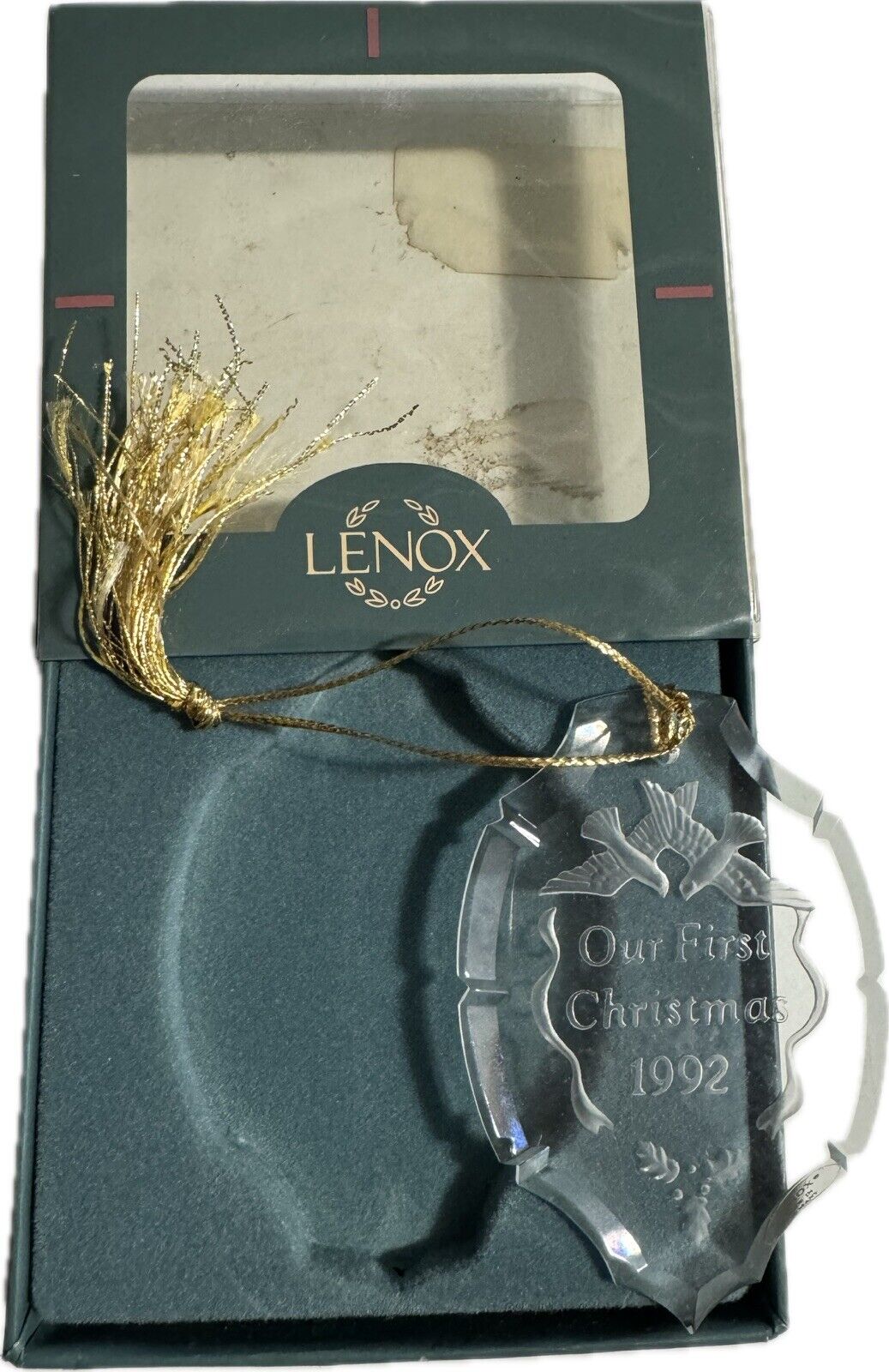 Lenox Crystal Our First Christmas 1992 Ornament in Original Box