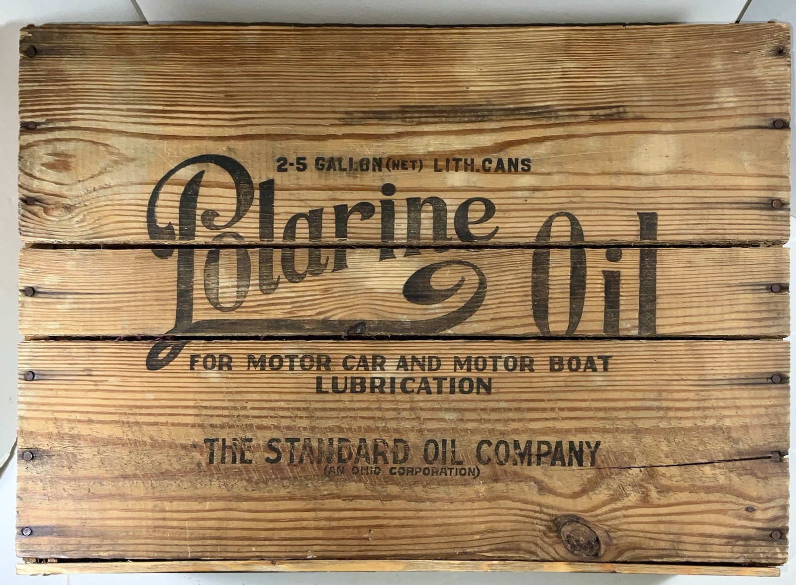 Vintage Polarine Standard Oil Motor, Marine Oil OHIO Wooden Crate RARE