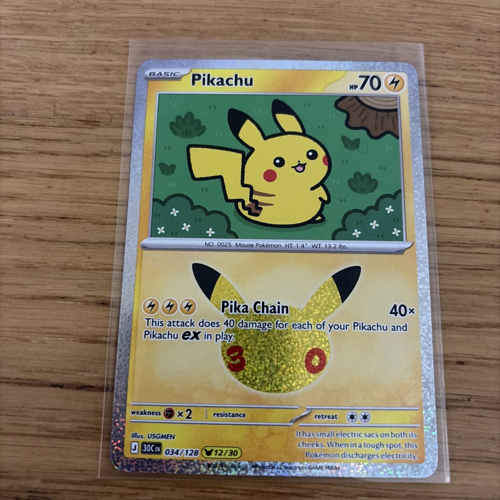 Pokémon TCG 30th Anniversary - Pikachu 34/128 12/30 - 30th Celebration