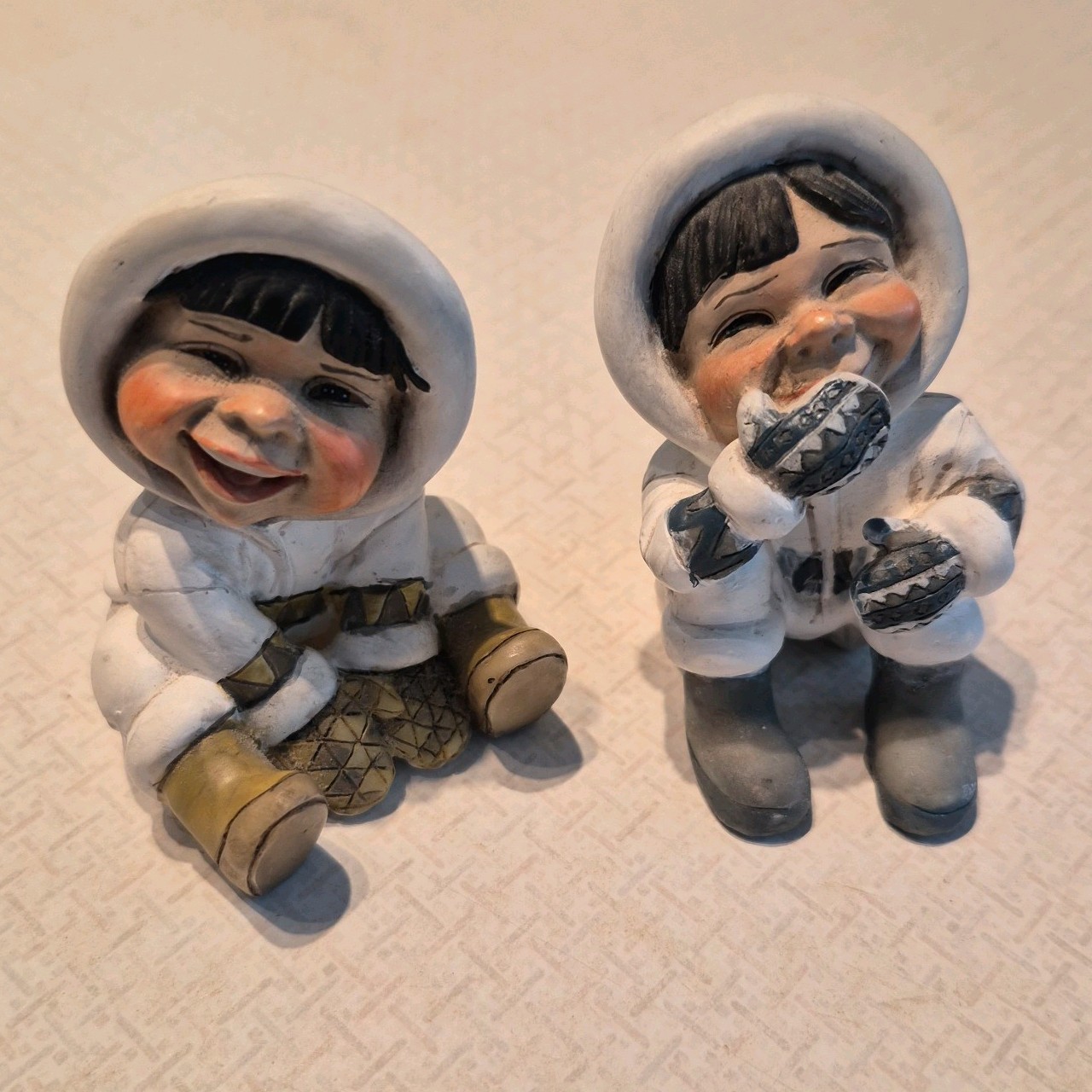 Candy Design Eskimo Figurine Laughing Kids Norway Children Laughing Alaska 