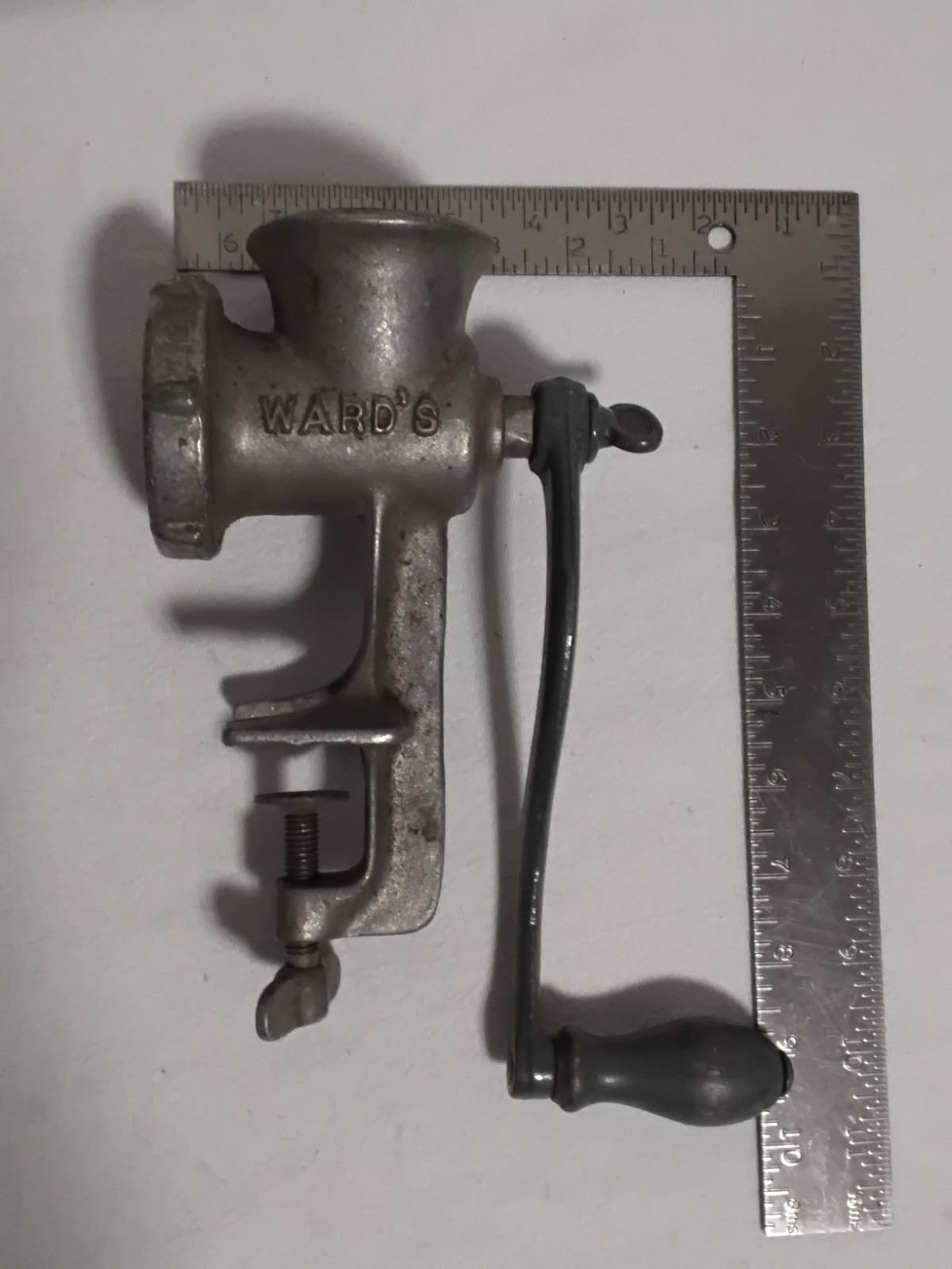 Vintage Cast Iron Wards Table Mounted Meat Grinder Made in the USA.
