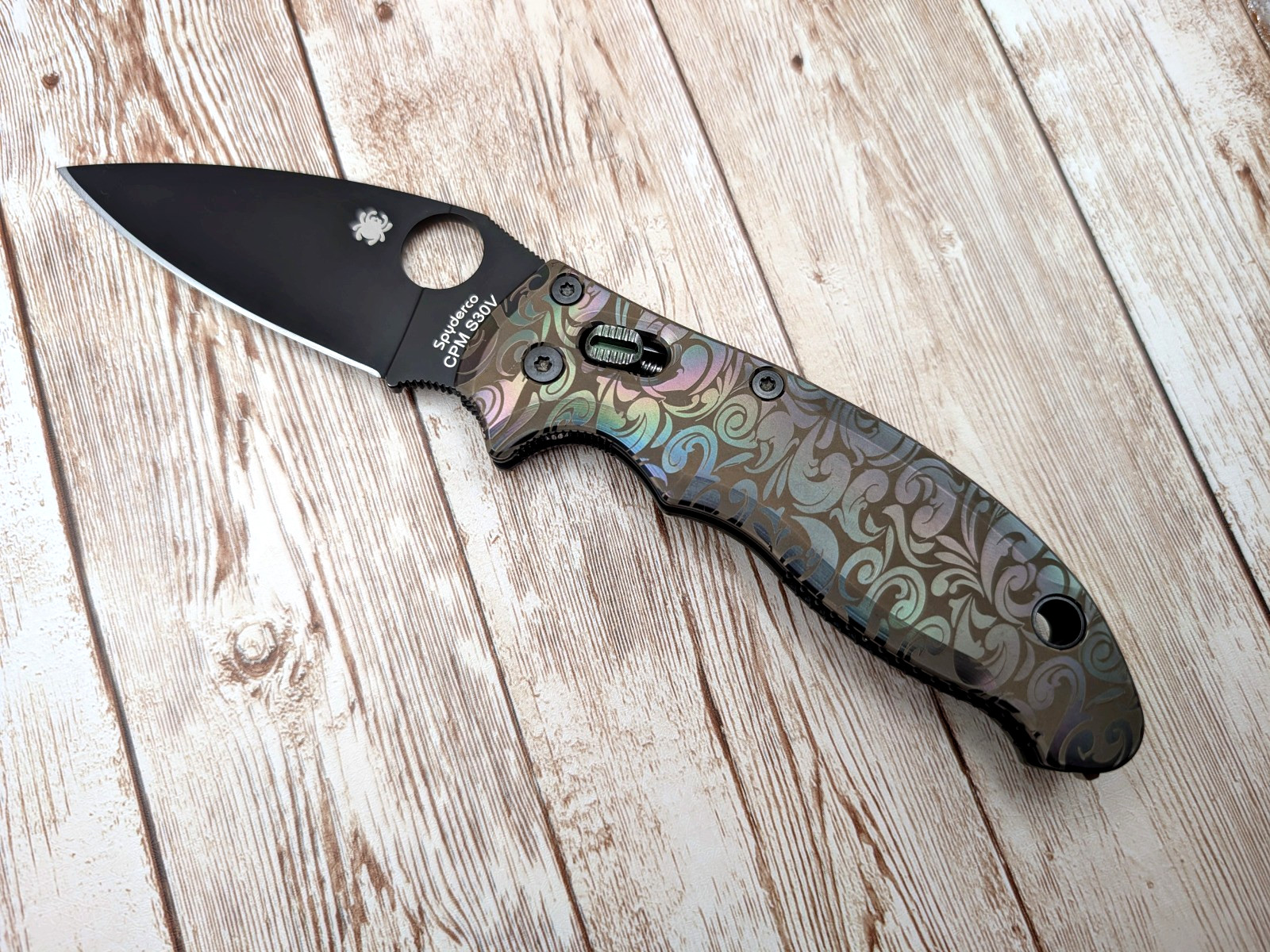 ⚫🟤 Spyderco Manix 2 DLC Custom Metonboss Zirconium Scales, Flytanium 📬