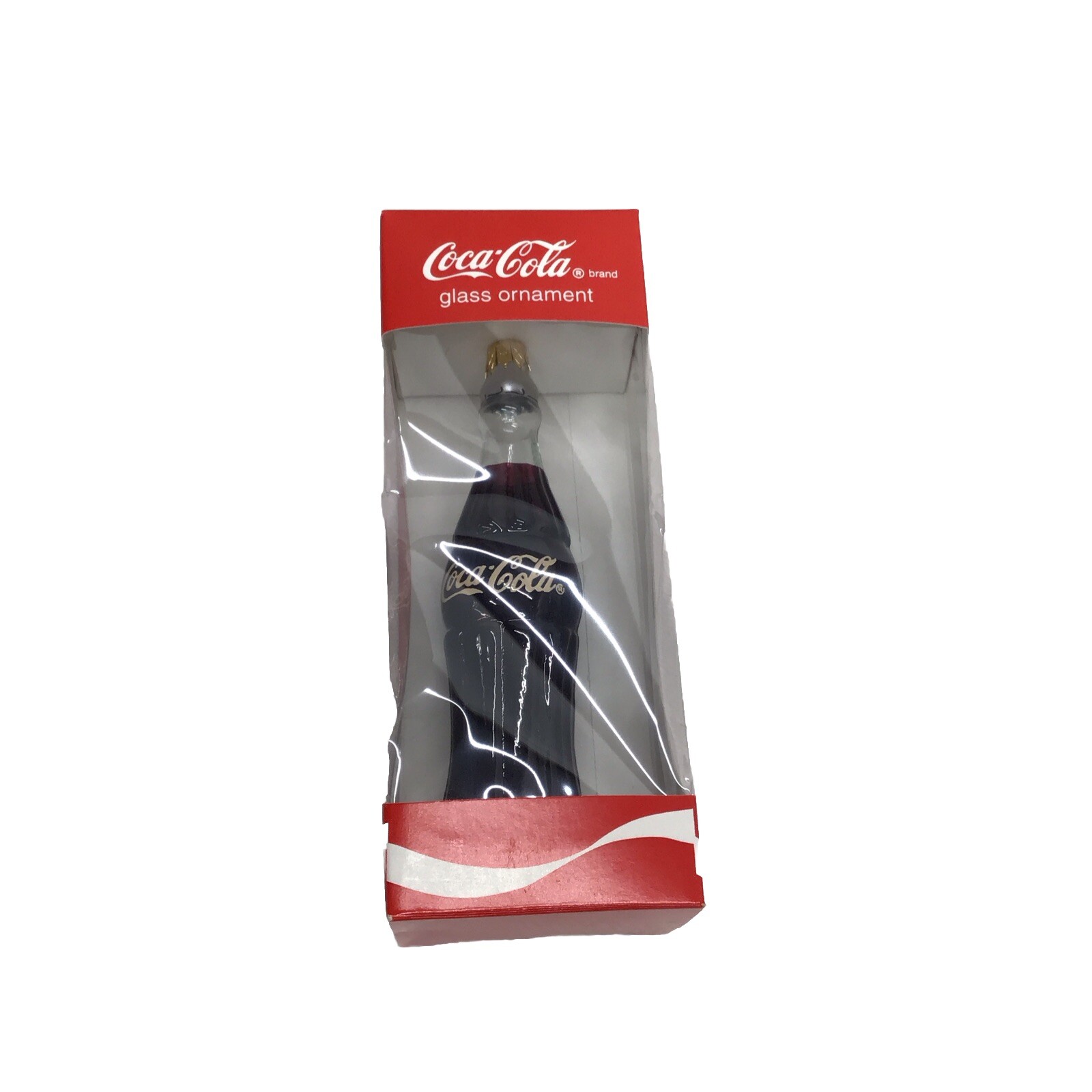 1998 COCA COLA BRAND COKE BOTTLE GLASS CHRISTMAS ORNAMENT  