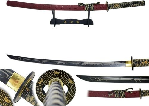 Two Tone Clay Tempered Red Samurai Katana Tactical Japanese Sword 40 Two Tone Clay Tempered Red Samurai Katana Tactical Japanese Sword 40
