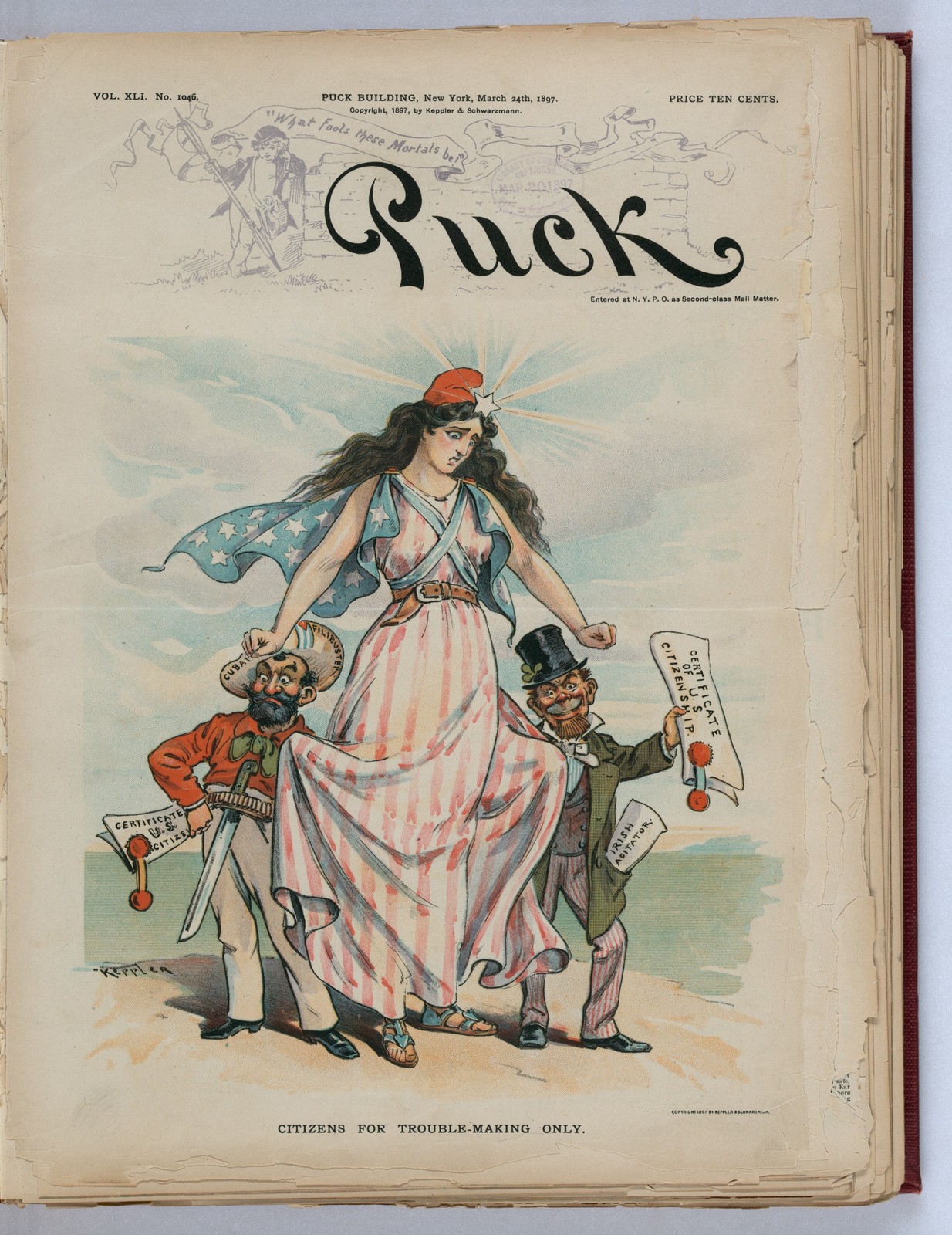 Puck Magazine 1897 Vintage Immigration Cartoon Glossy Photo Reprint Puck Magazine 1897 Vintage Immigration Cartoon Glossy Photo Reprint